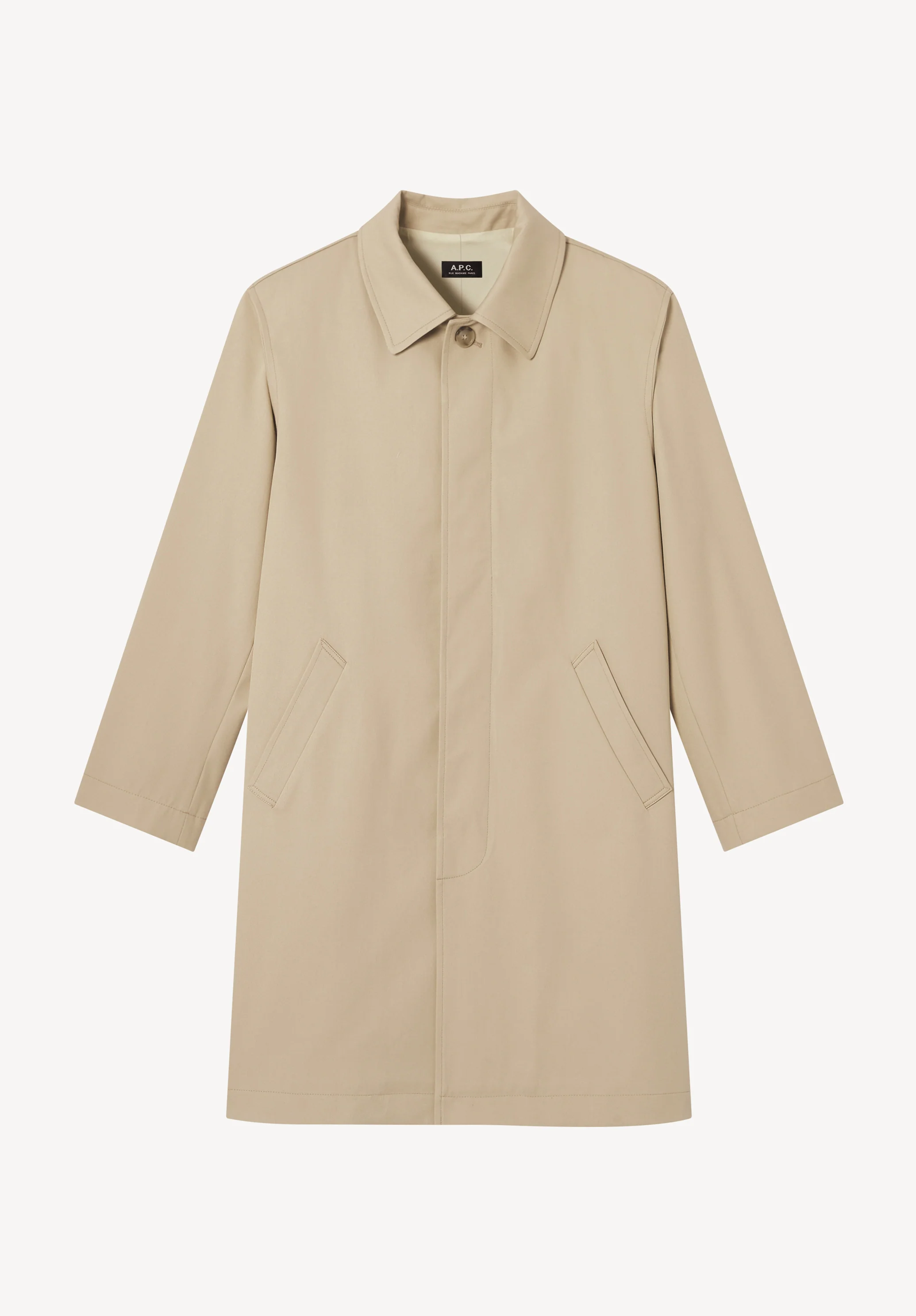 Beige cotton gabardine mac