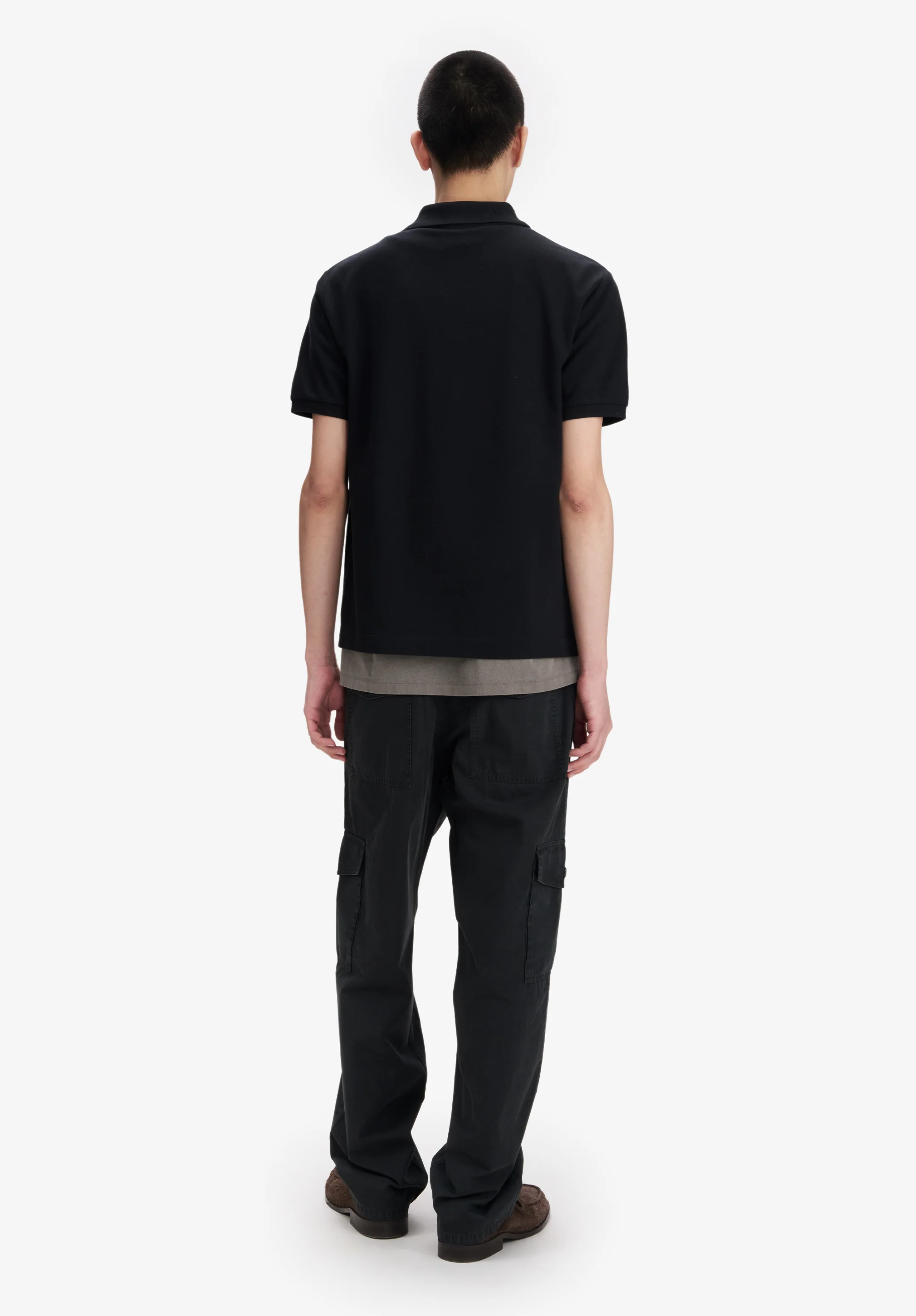 Black cotton piqué polo - Image 3
