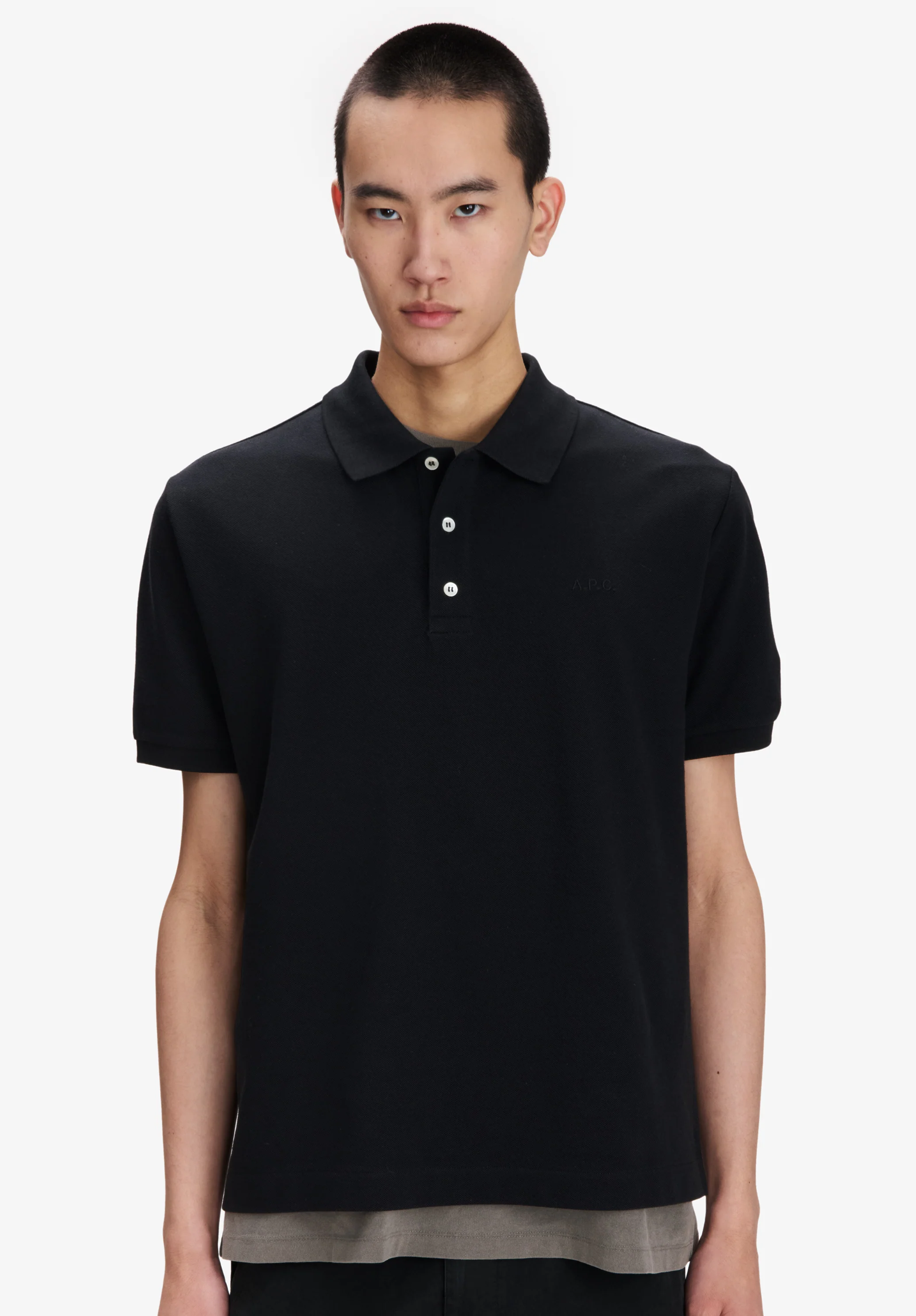 Black cotton piqué polo - Image 4