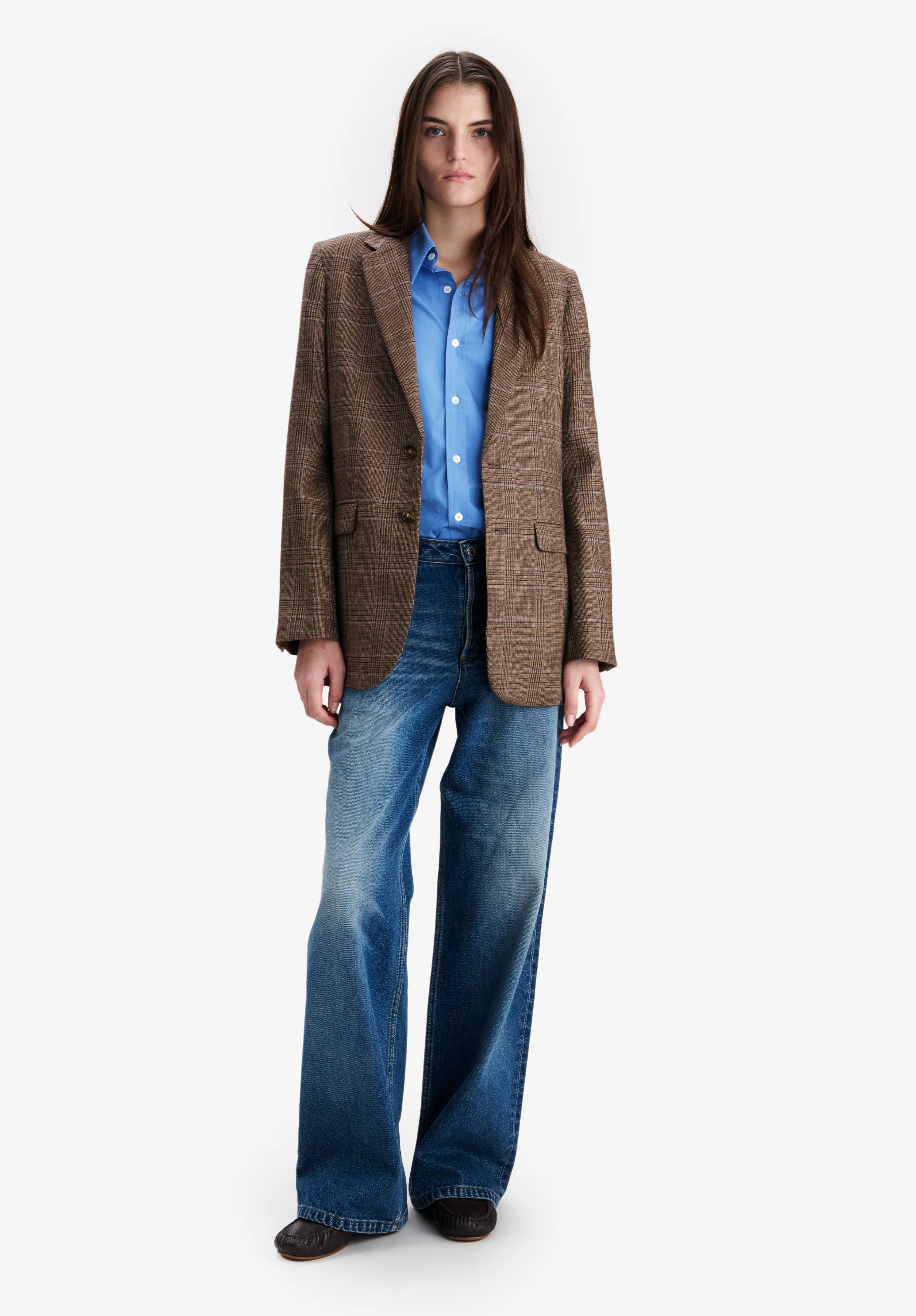 Brown check wool jacket - Image 2