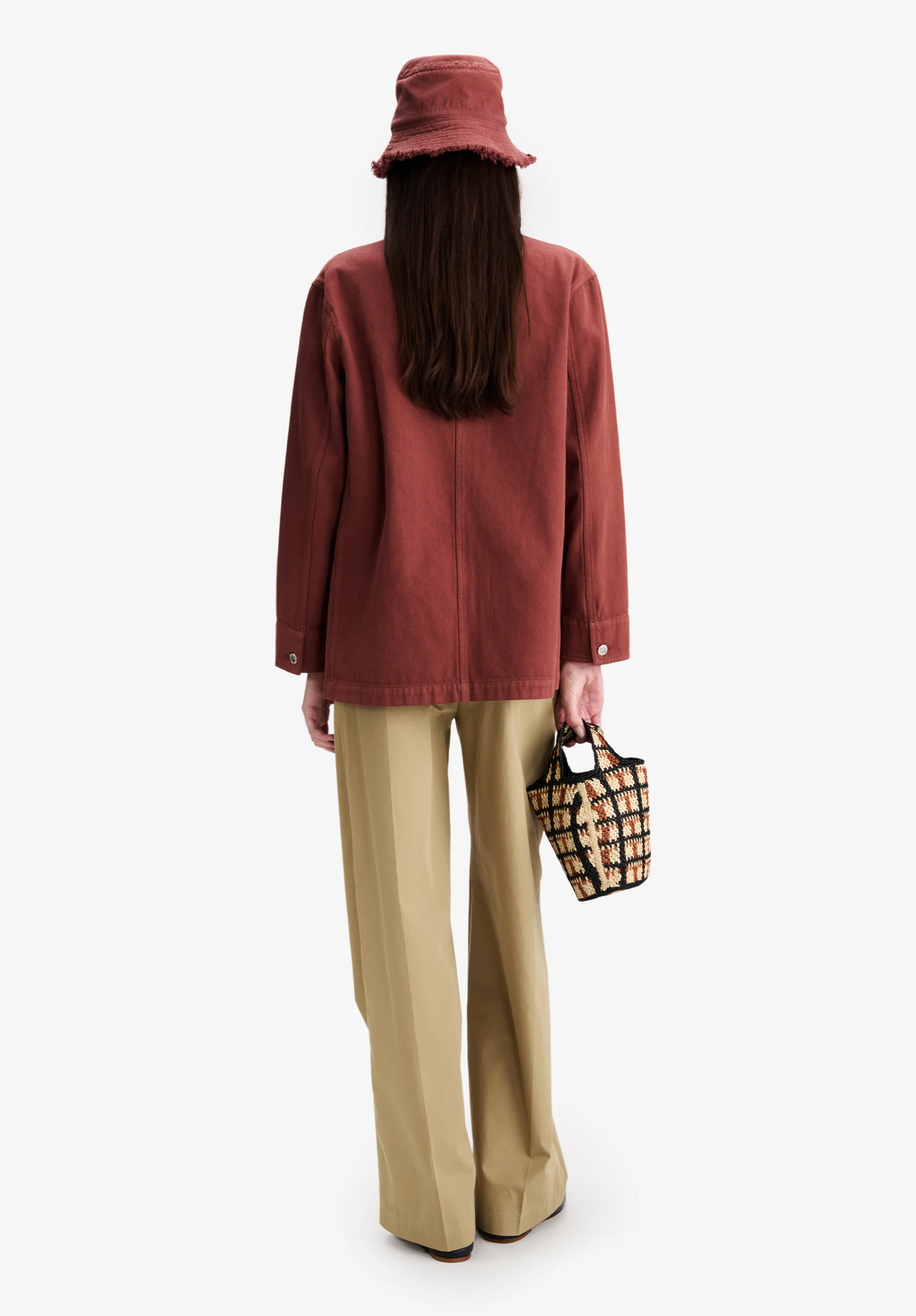 Burgundy recycled cotton workwear jacket - Image 3