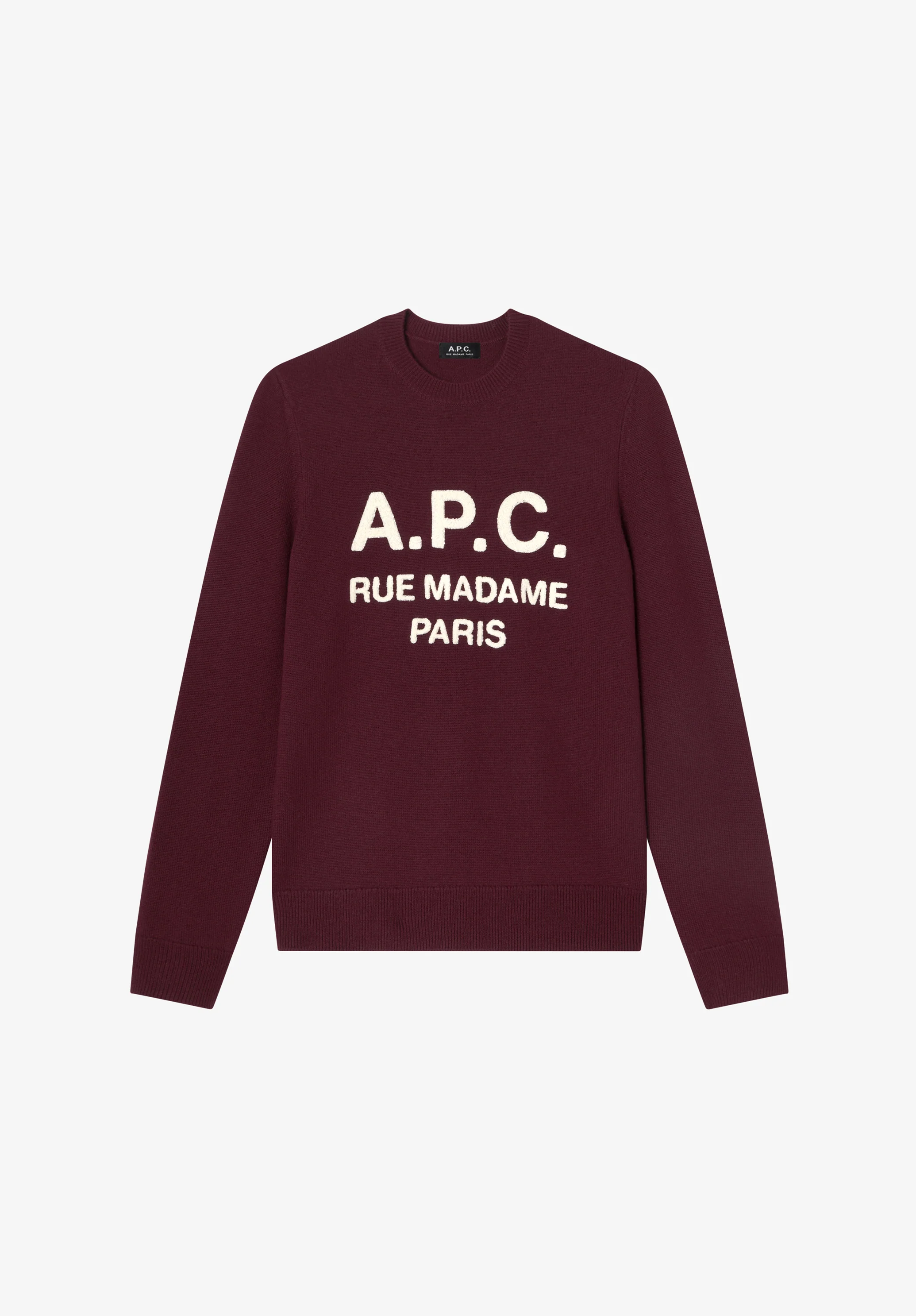 Burgundy sweater with A.P.C. logo