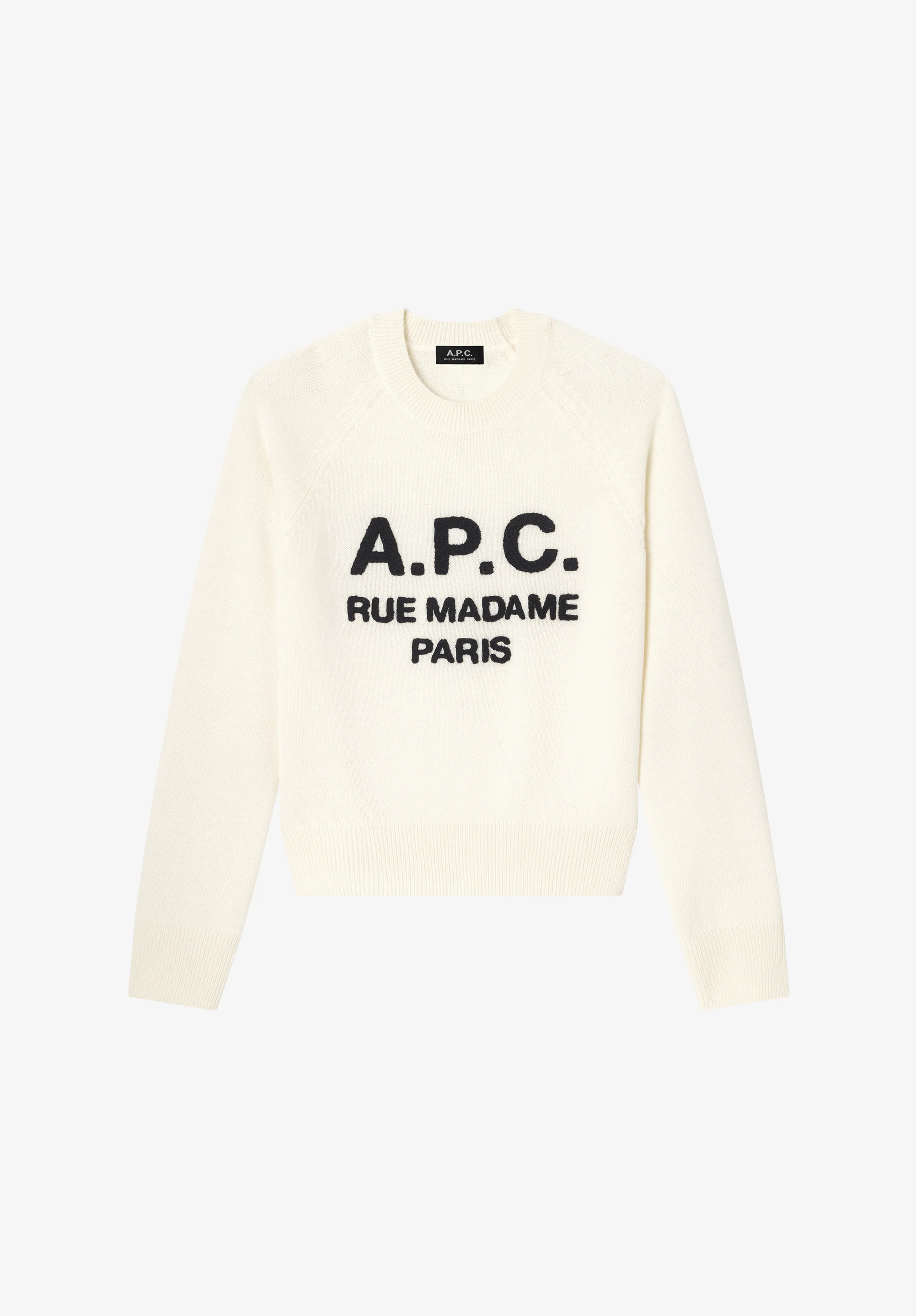 Ecru sweater with A.P.C. logo