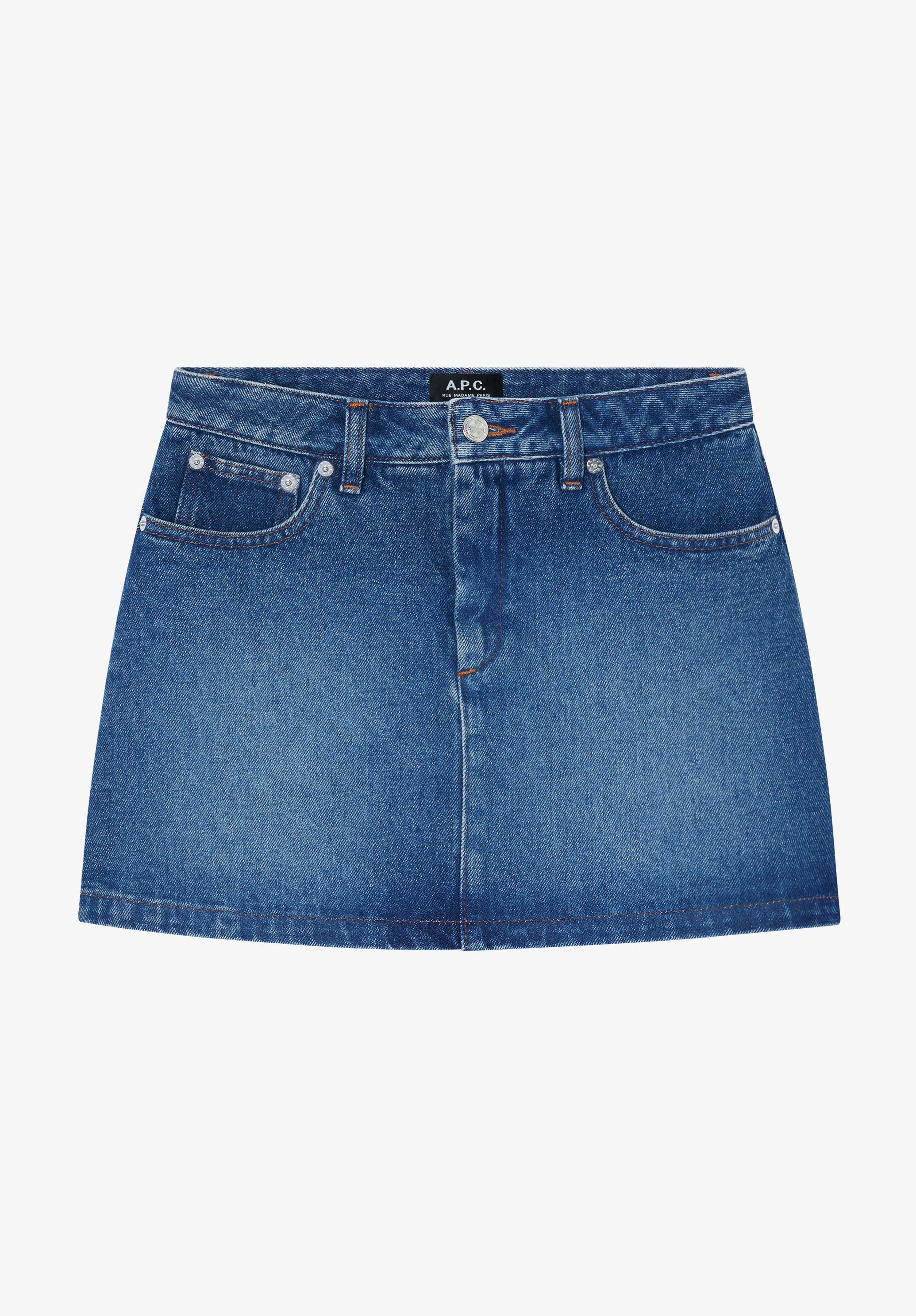 Faded denim mini-skirt