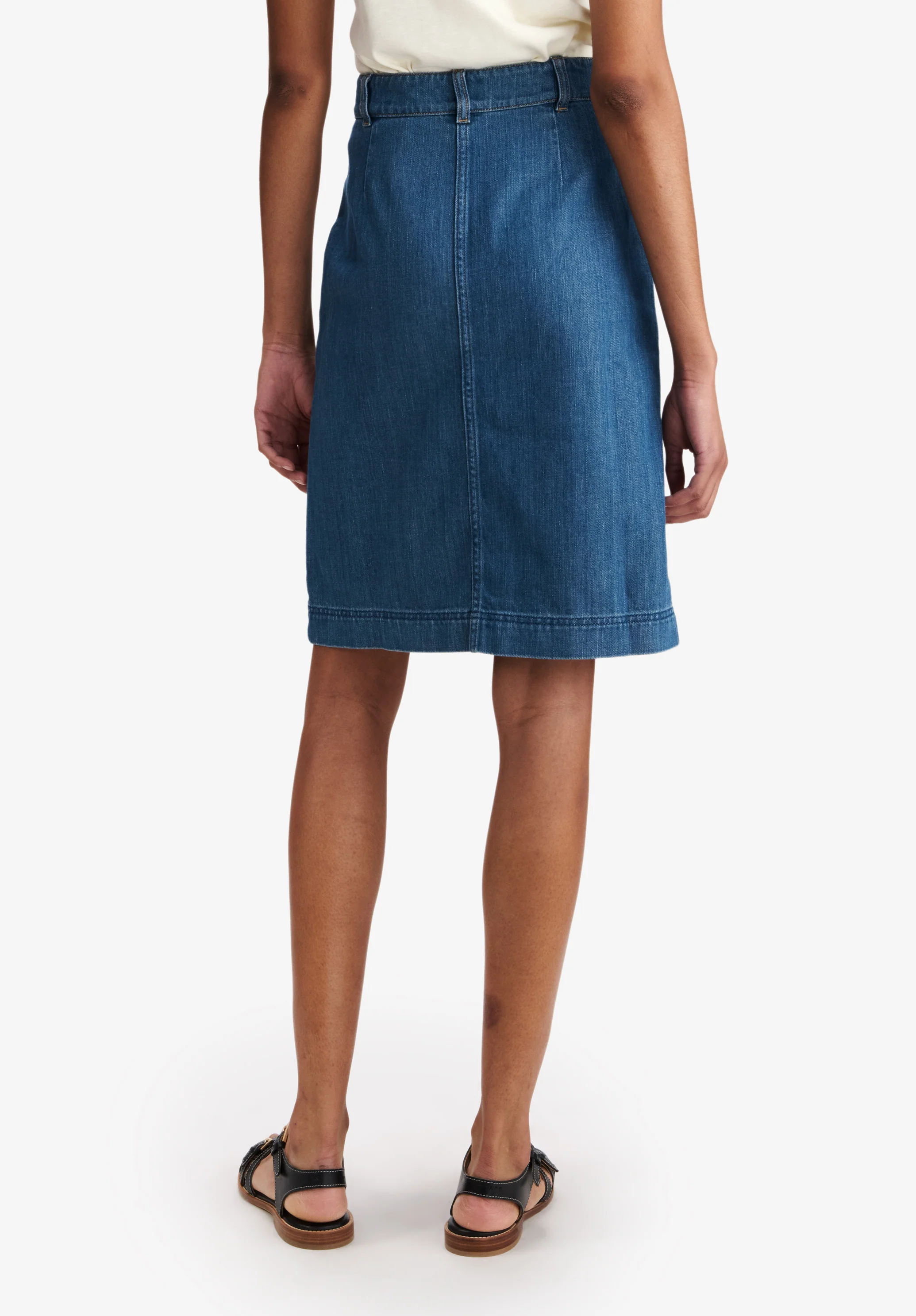 Faded denim skirt with pockets - Image 5