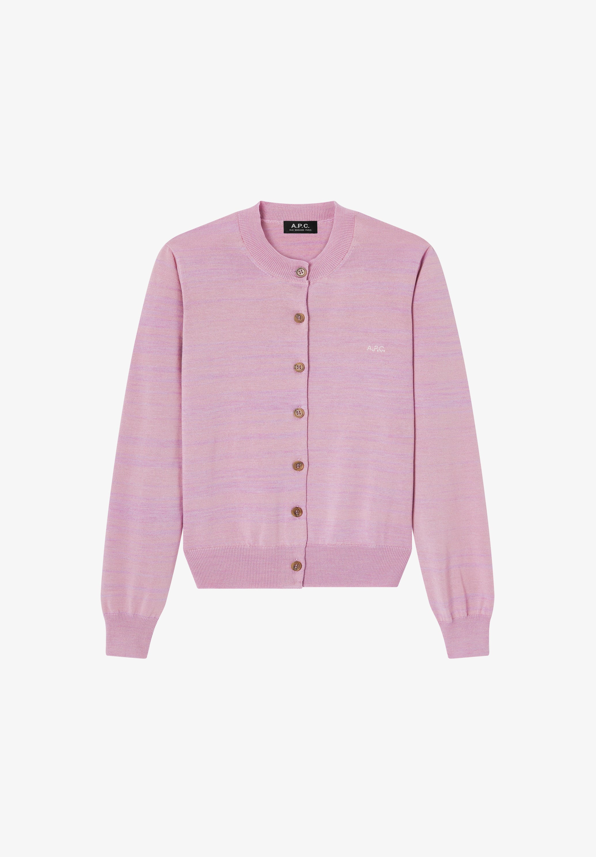 Fitted heather pink wool cardigan