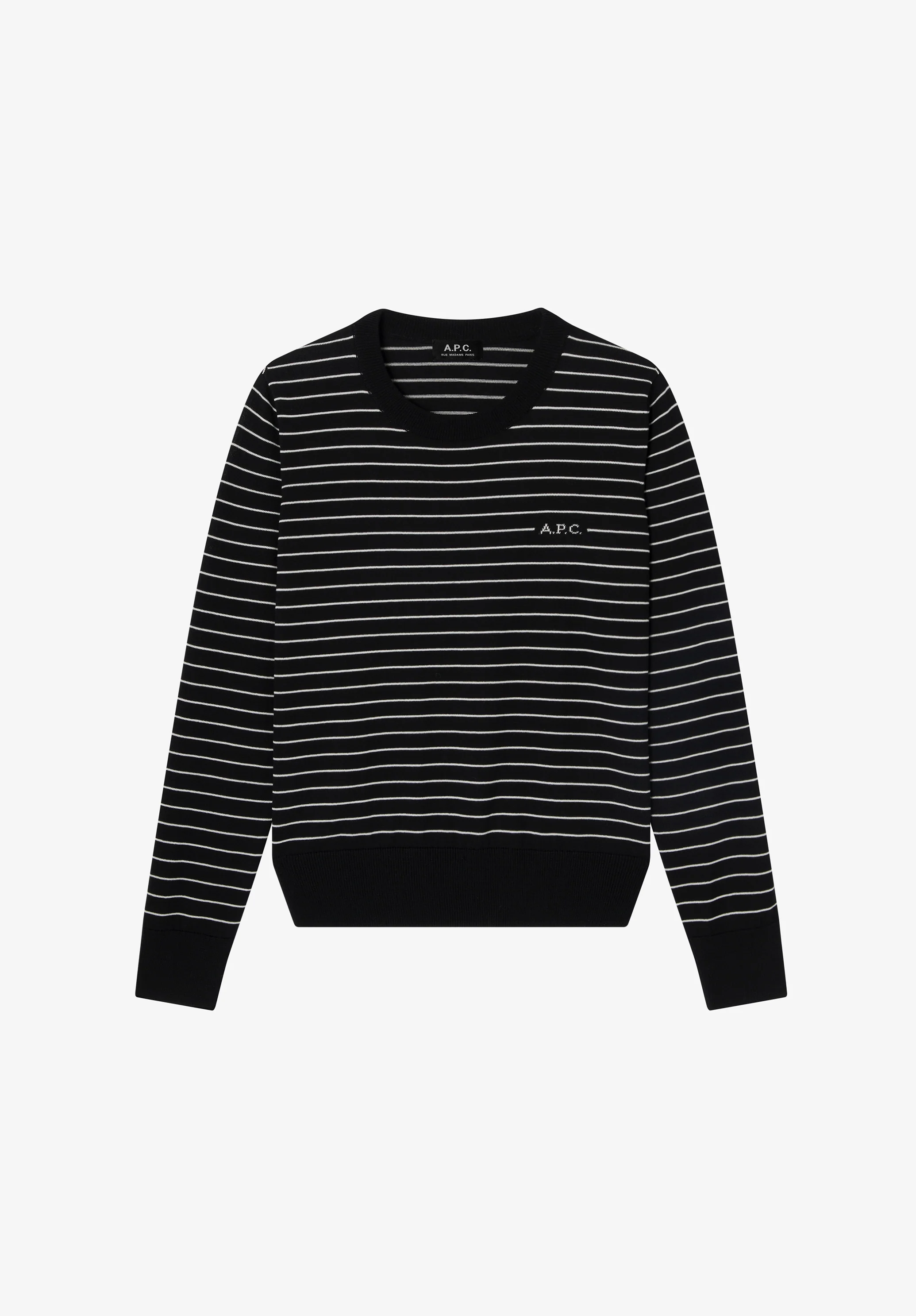 Fitted striped black sweater