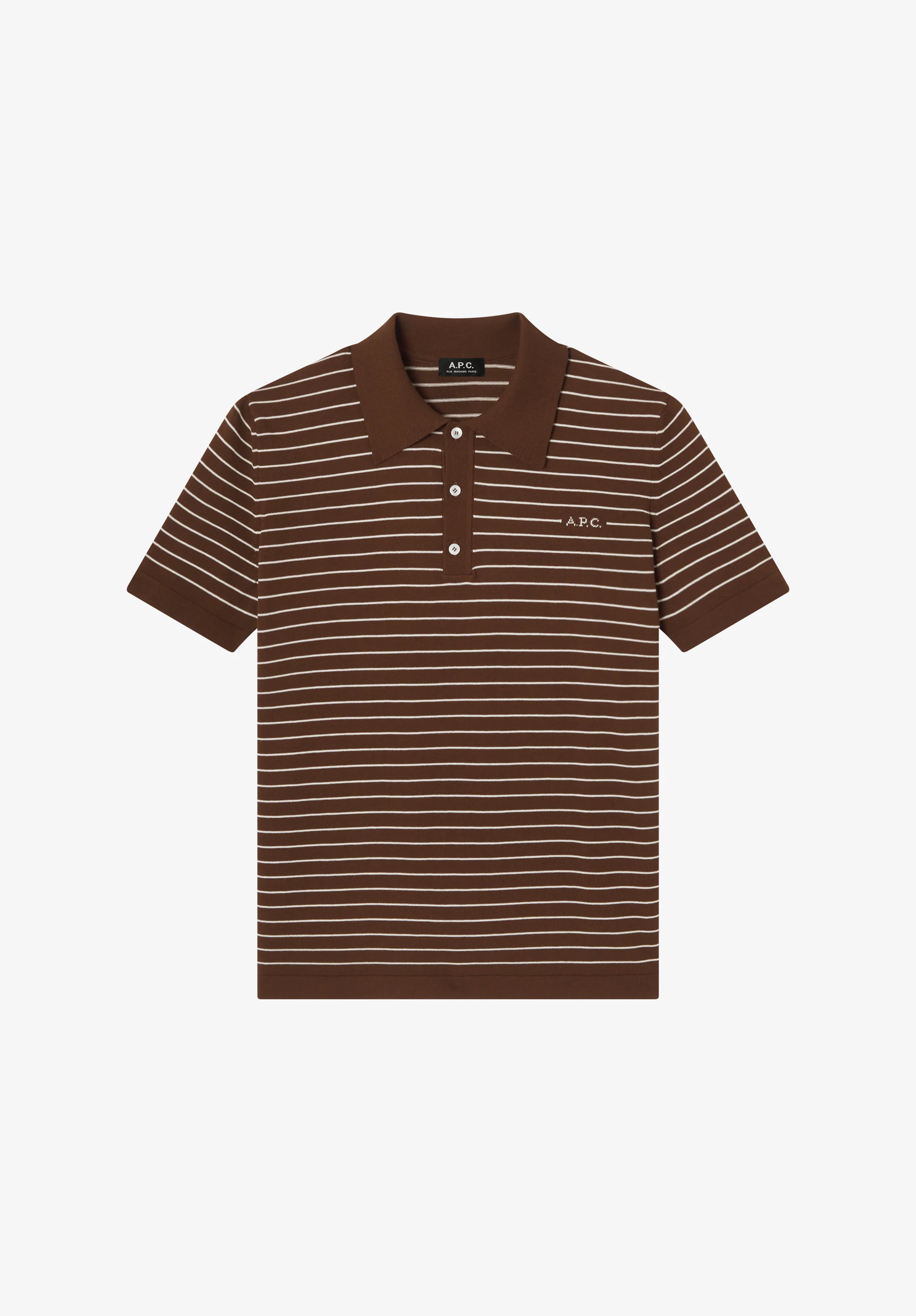 Fitted striped brown polo