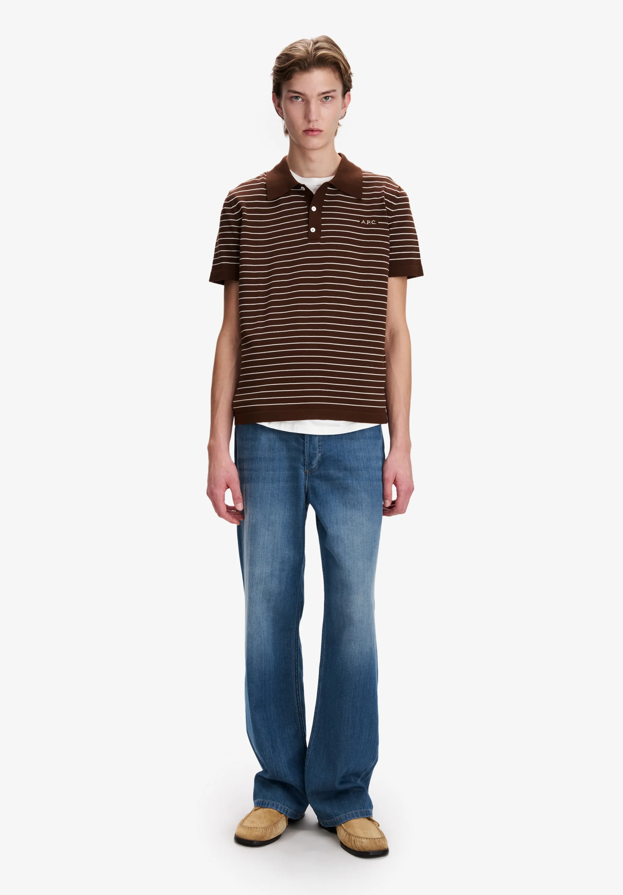 Fitted striped brown polo - Image 2