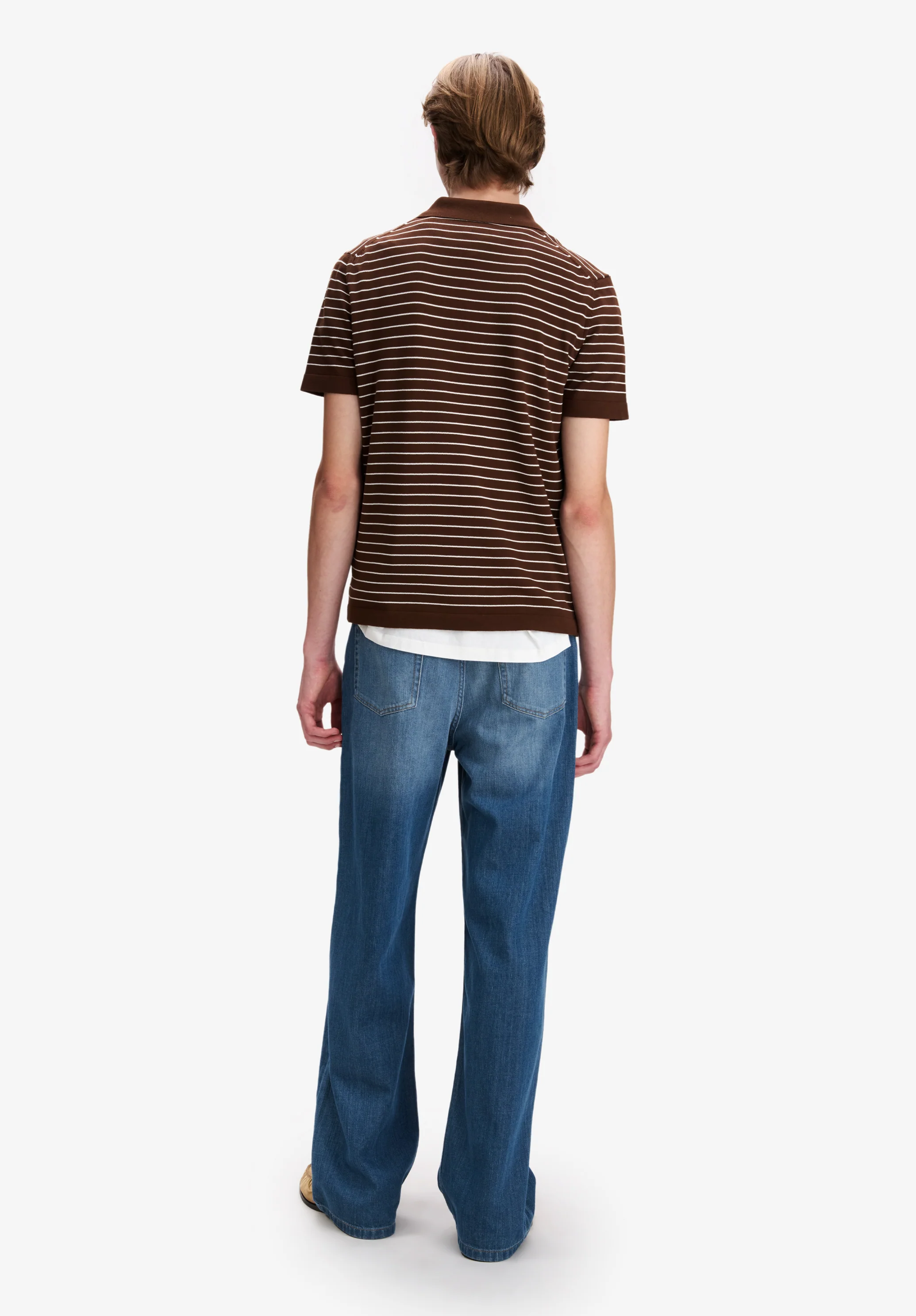 Fitted striped brown polo - Image 3