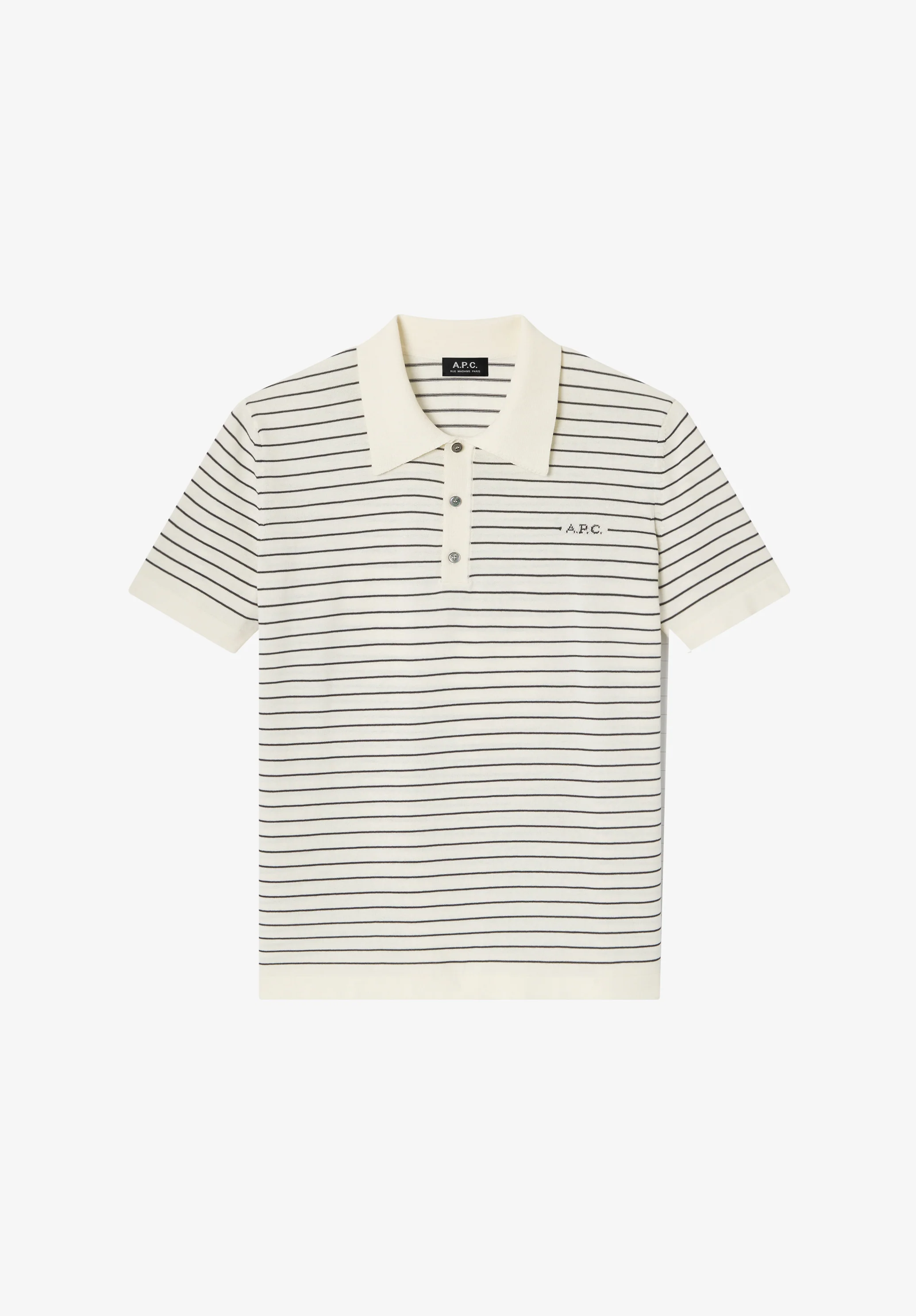 Fitted striped ecru polo