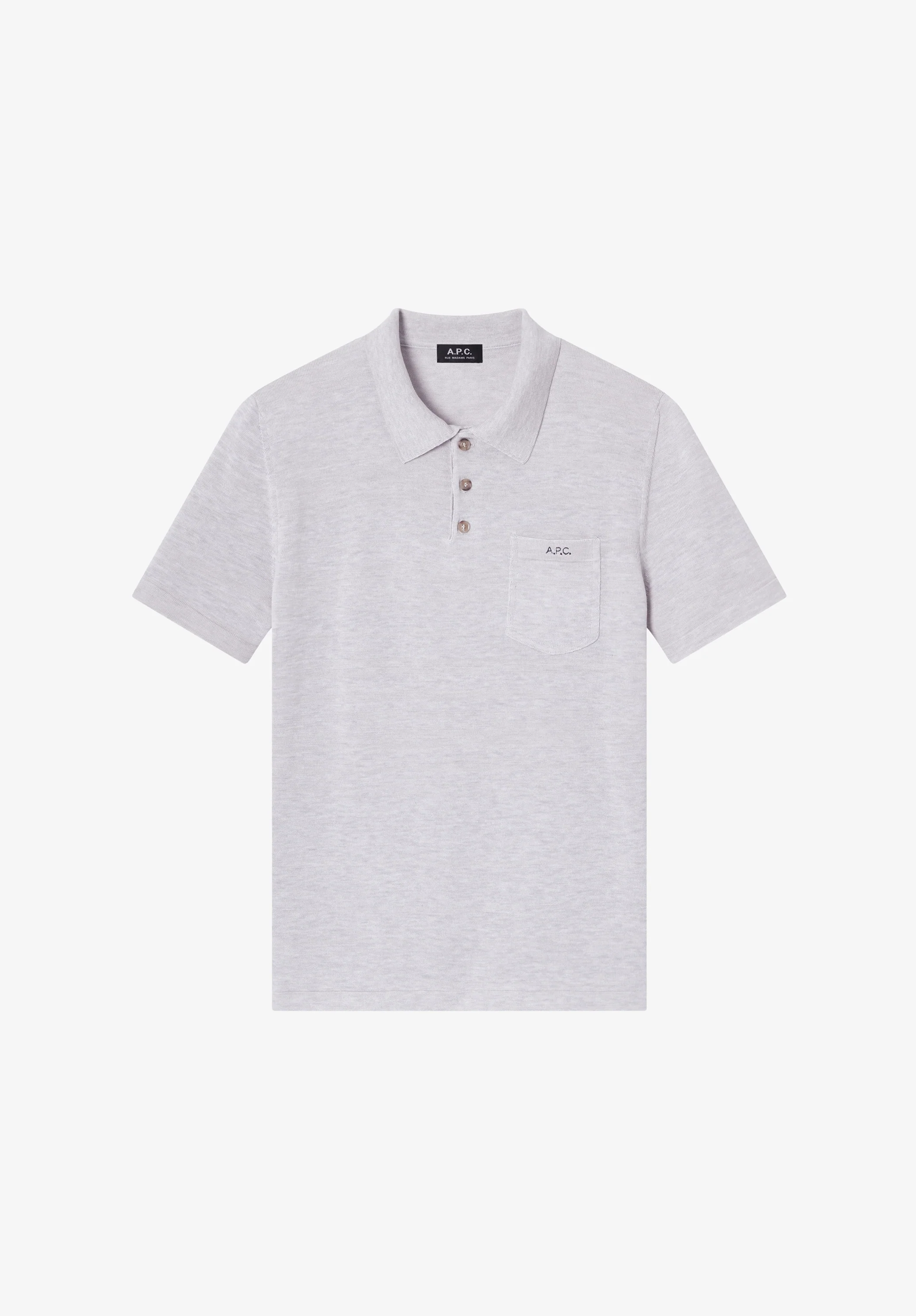 Heather grey merino wool polo