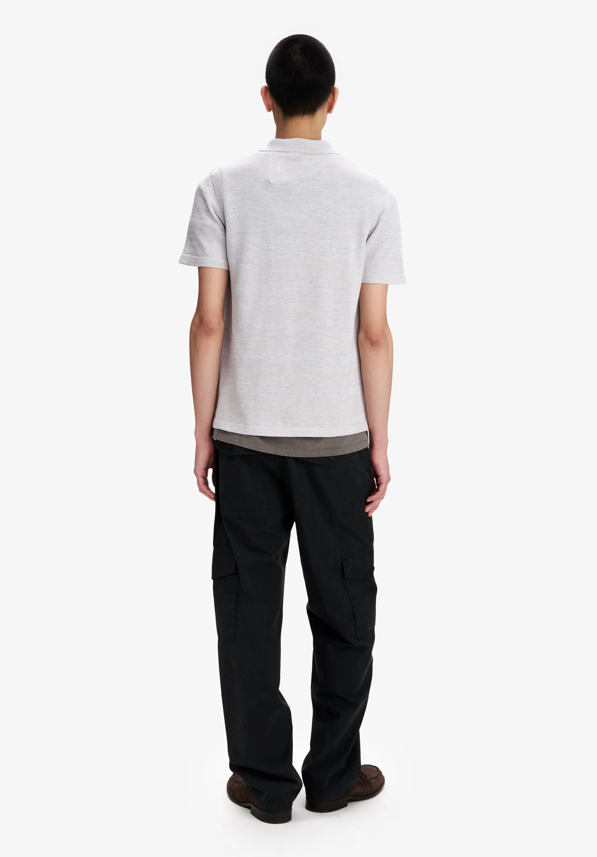 Heather grey merino wool polo - Image 3