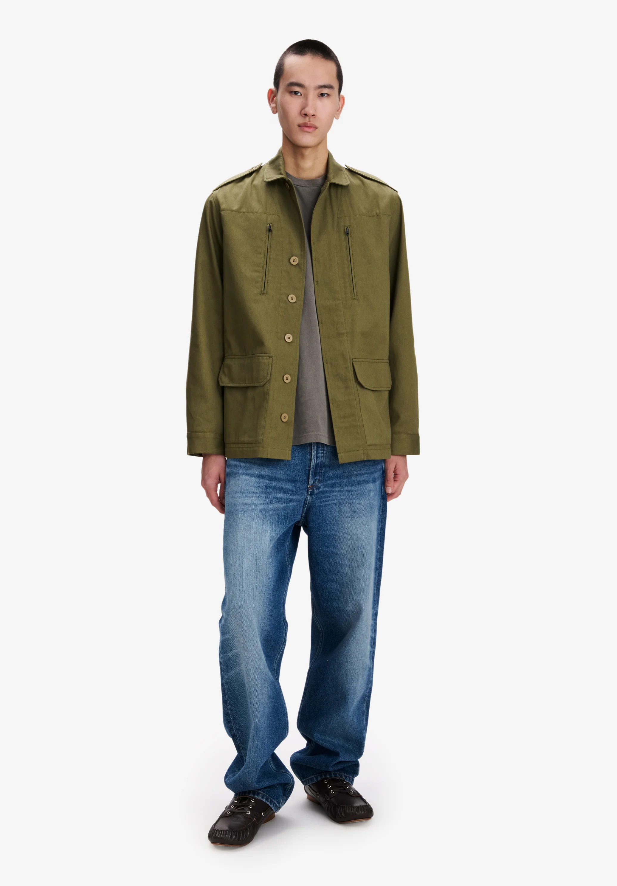 Khaki military-style jacket - Image 2