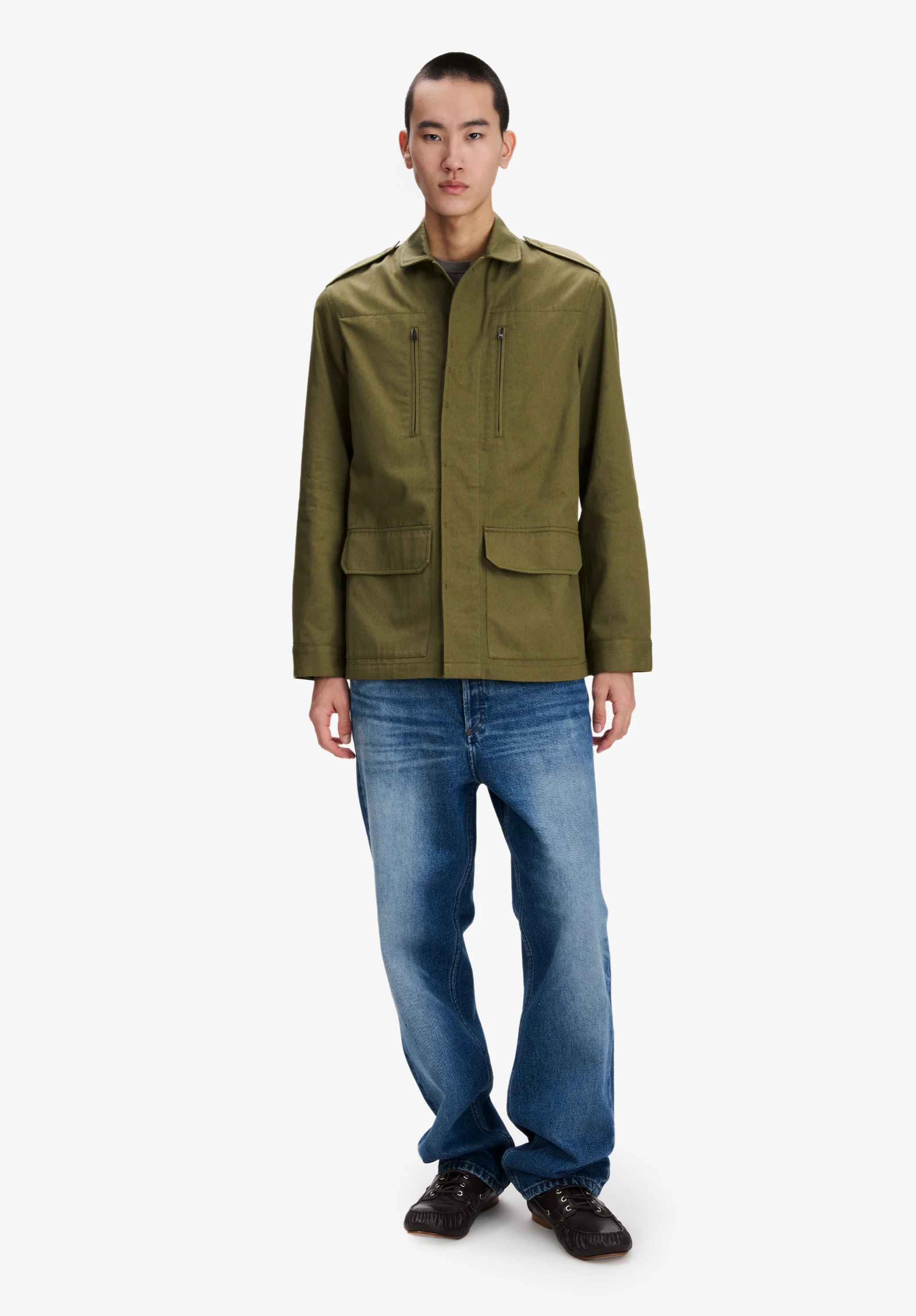 Khaki military-style jacket - Image 4