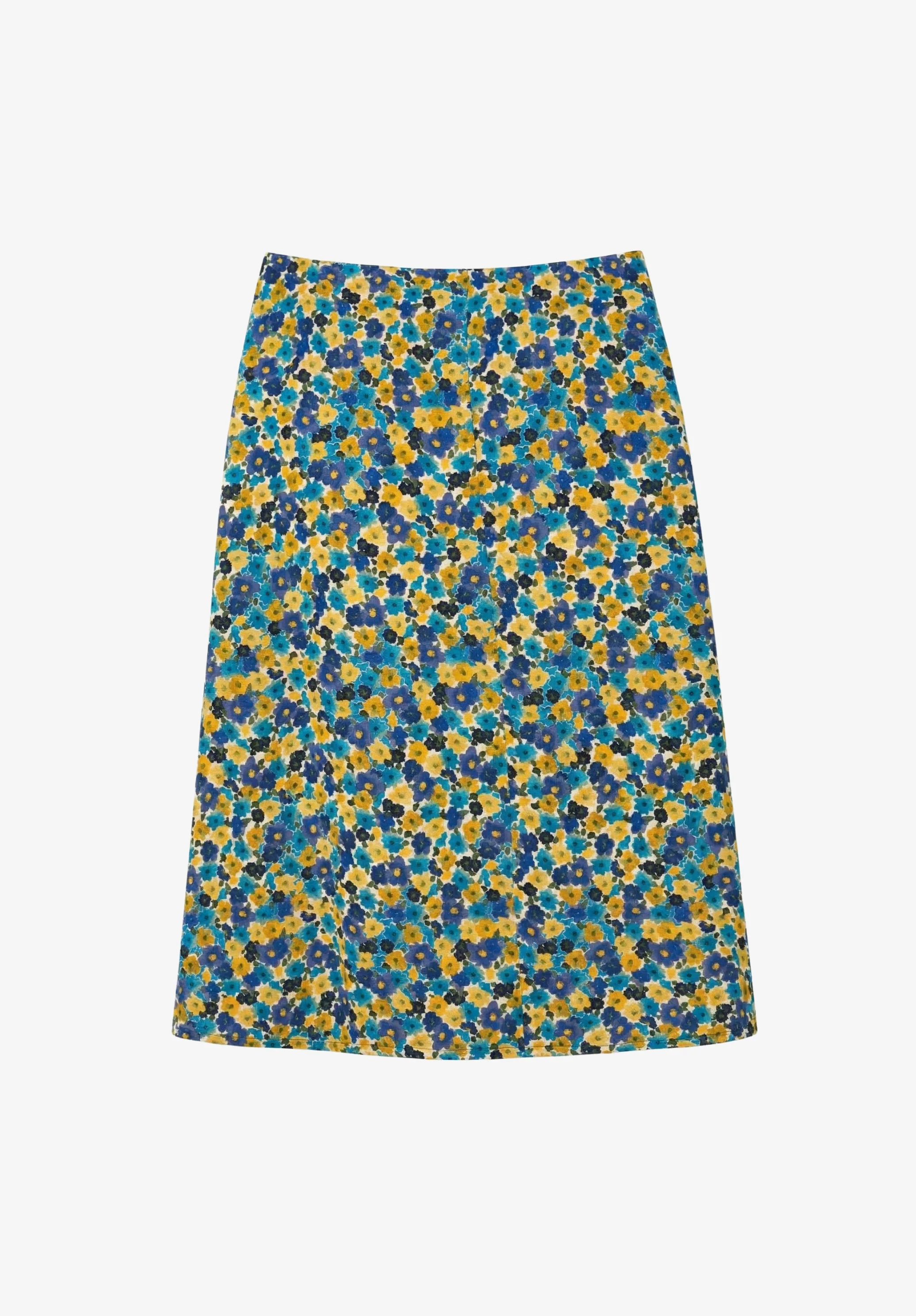 Long viscose skirt with floral motifs