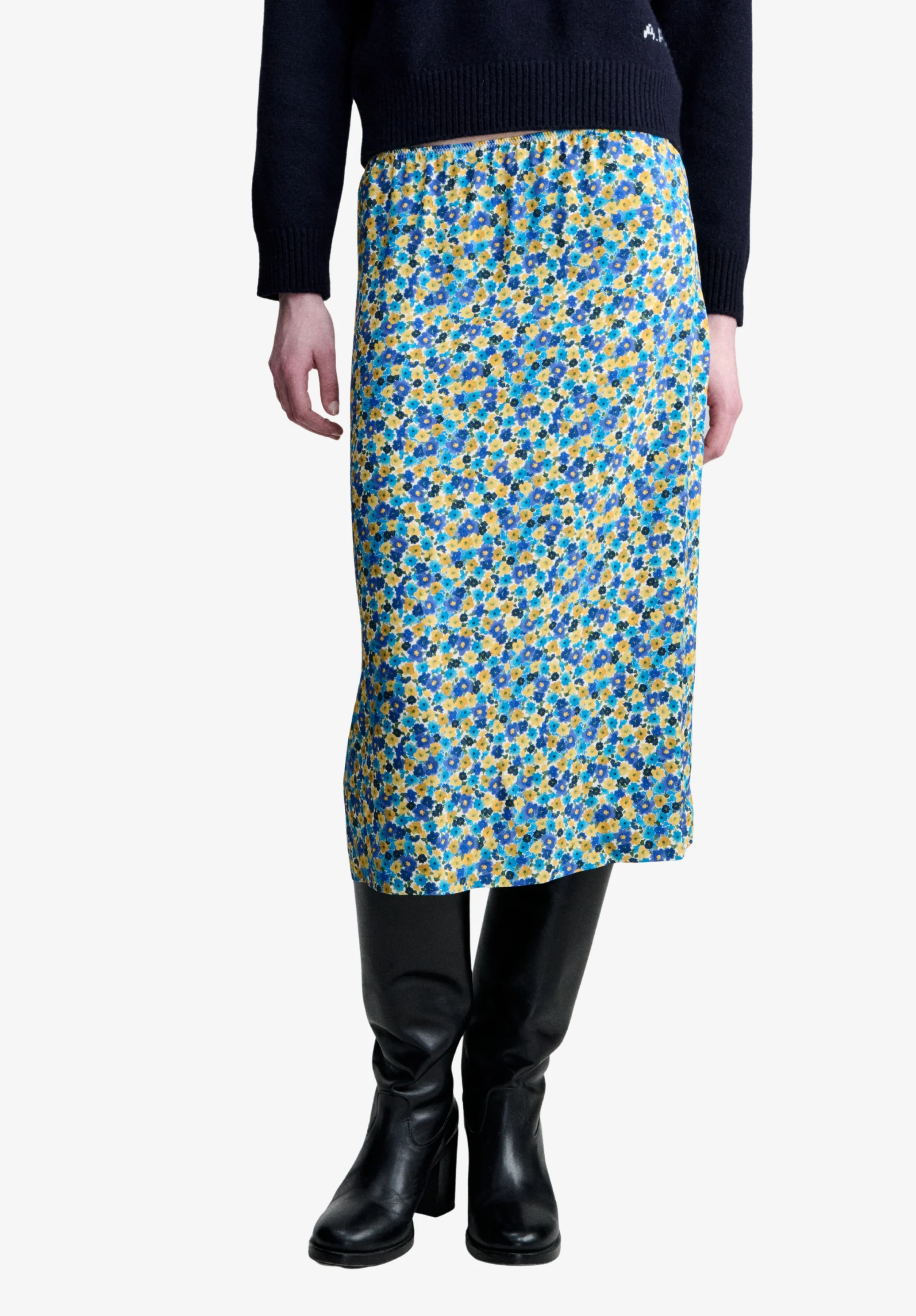 Long viscose skirt with floral motifs - Image 2