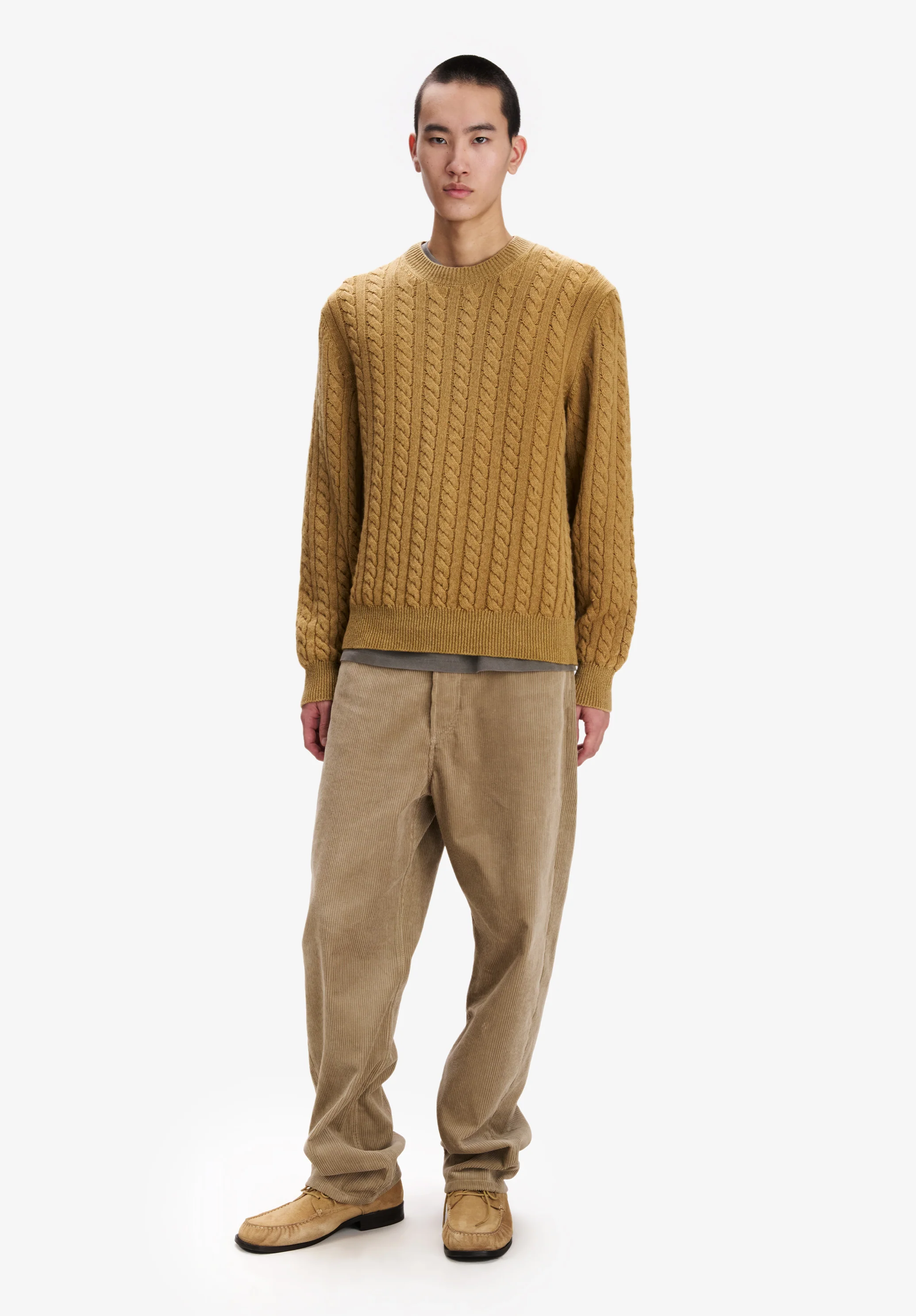 Loose tobacco cable-knit sweater - Image 2