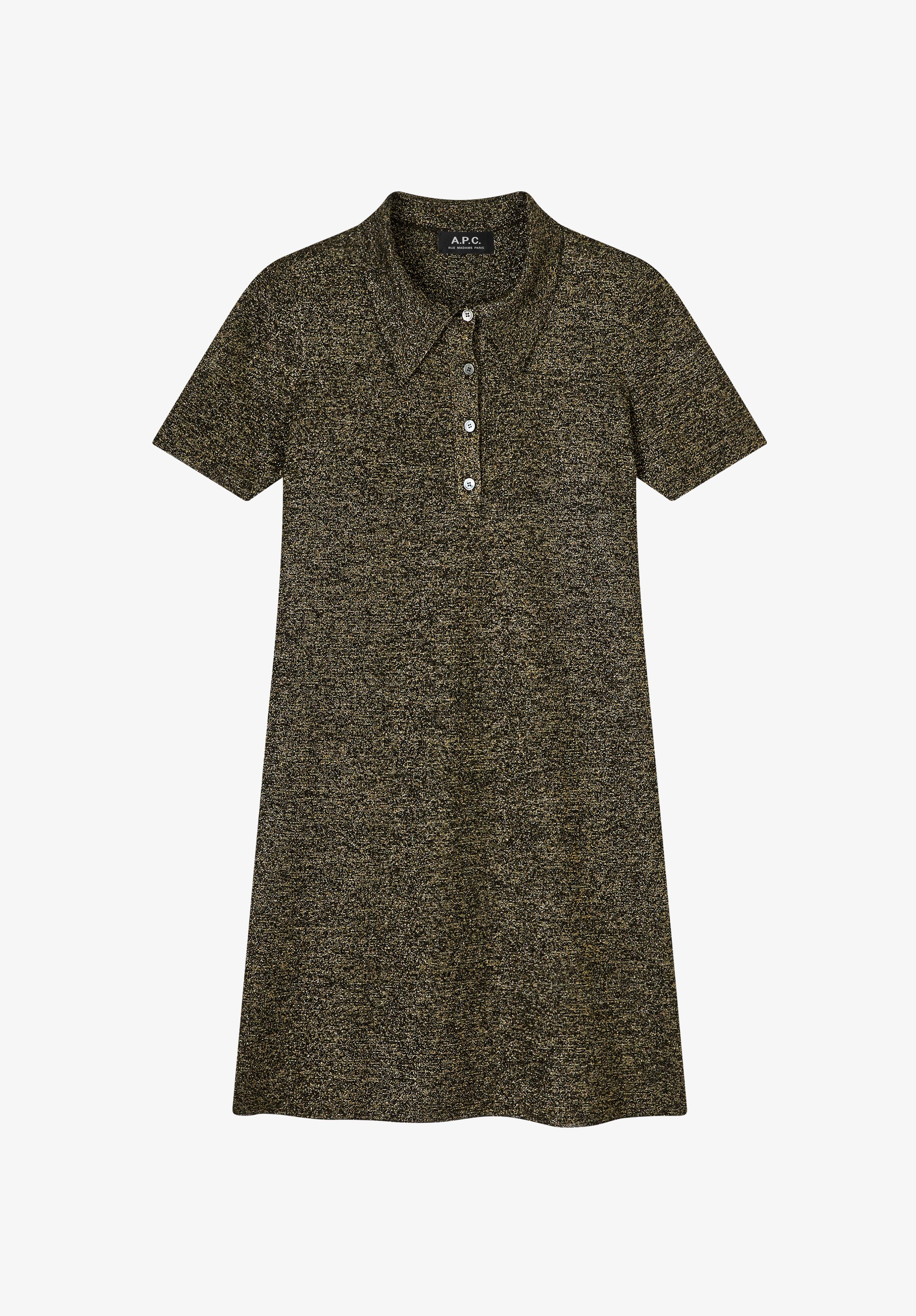 Metallised polo shirt collar dress