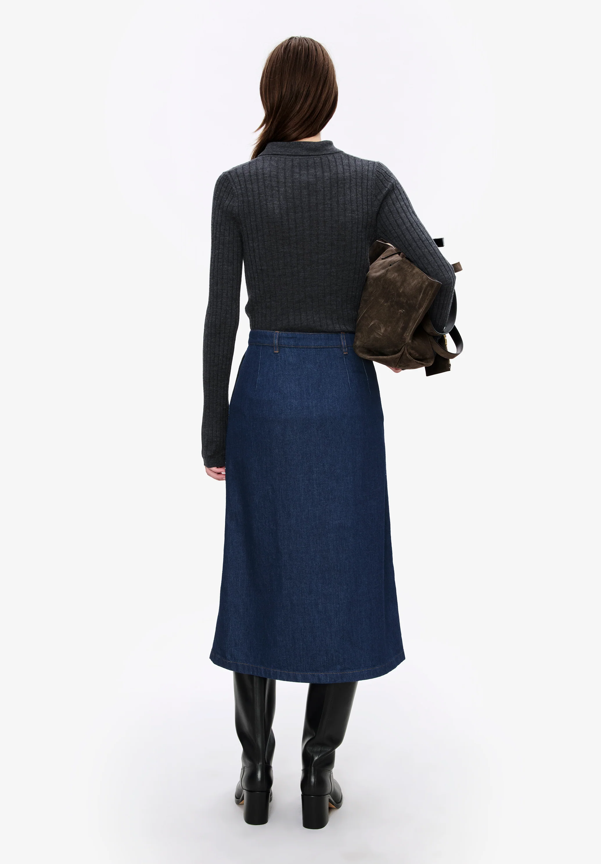 Narrow-rib jumper with polo shirt collar - Image 3