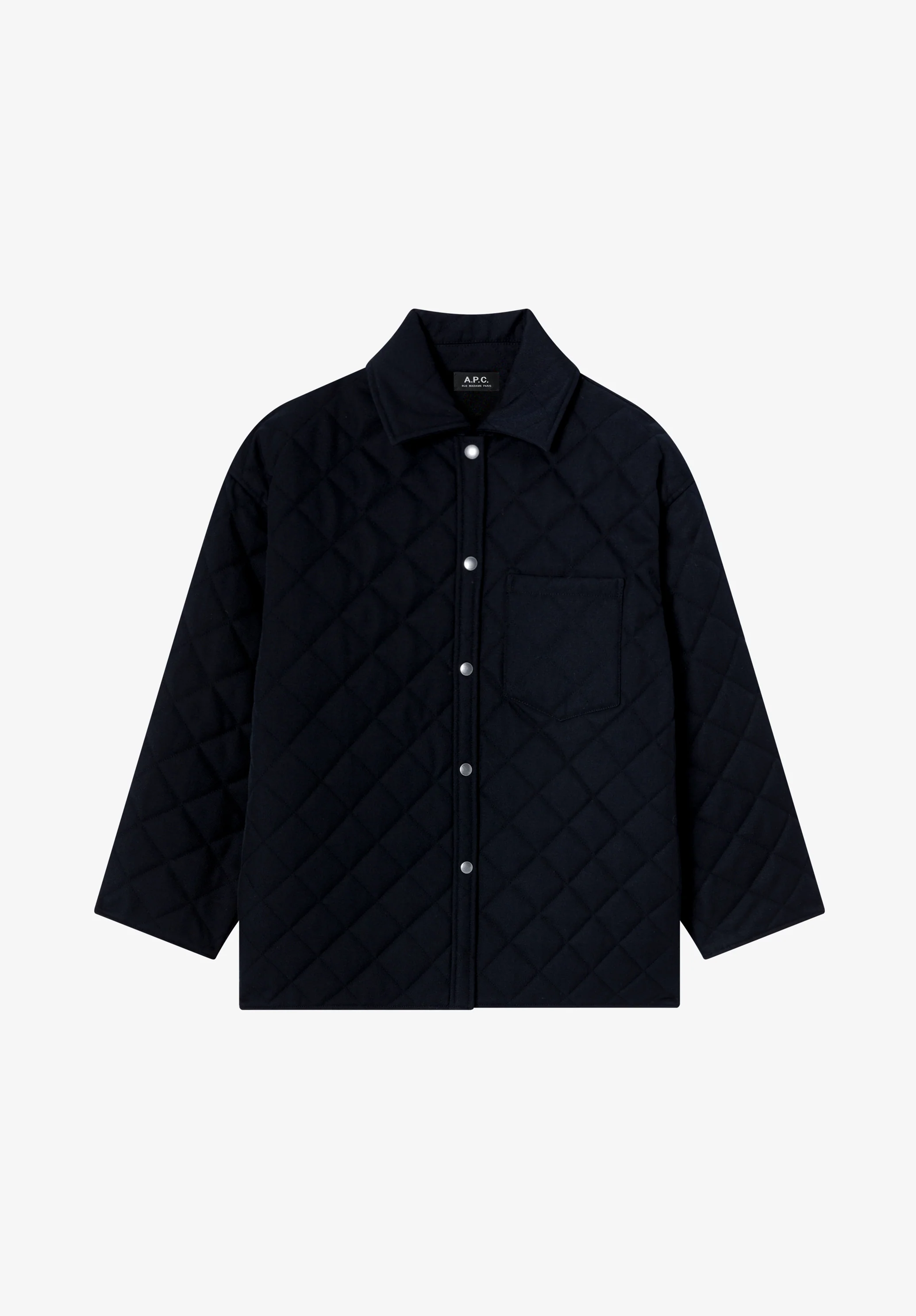 Navy blue quilted wool jacket