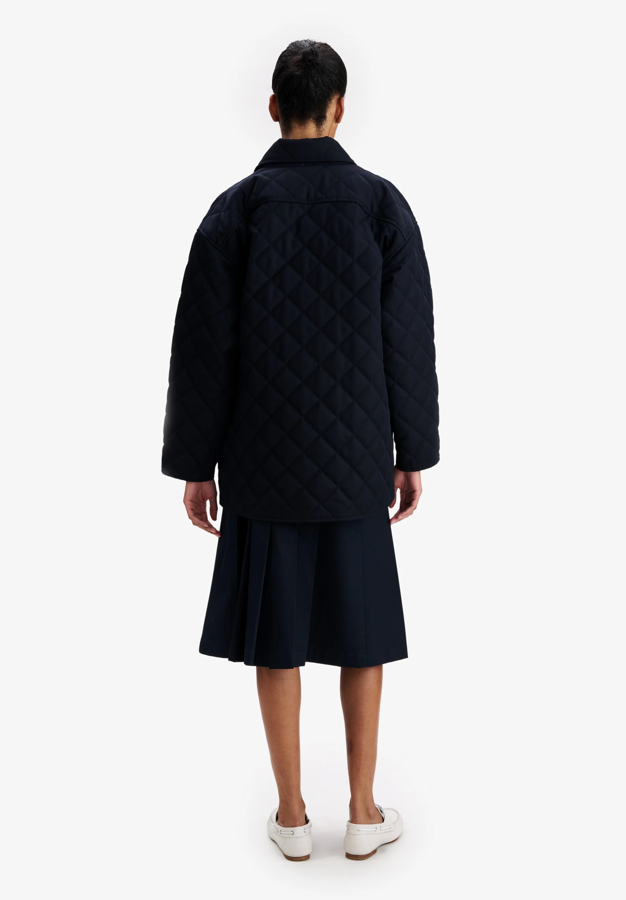 Navy blue quilted wool jacket - Image 6