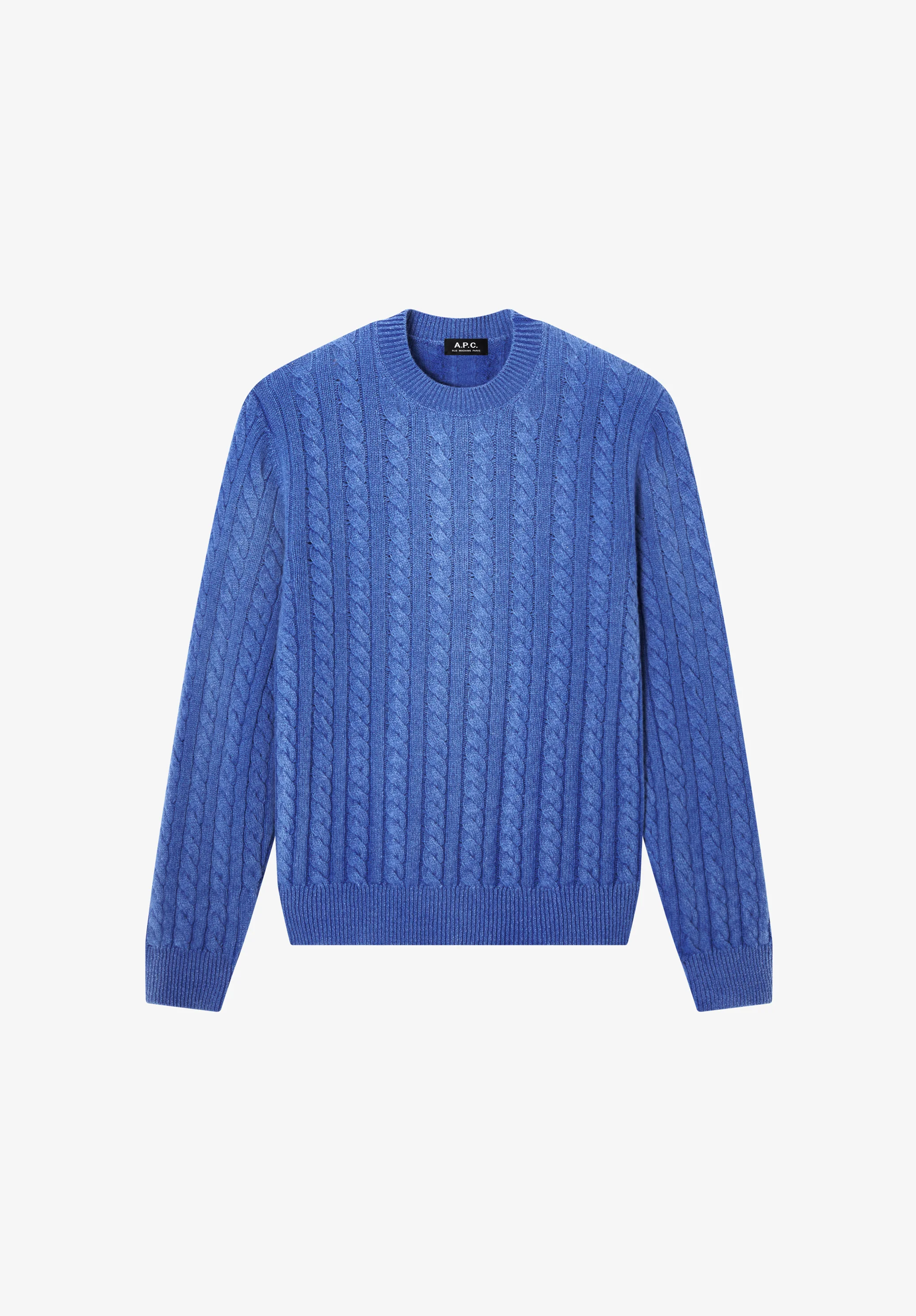 Oversized blue cable-knit sweater