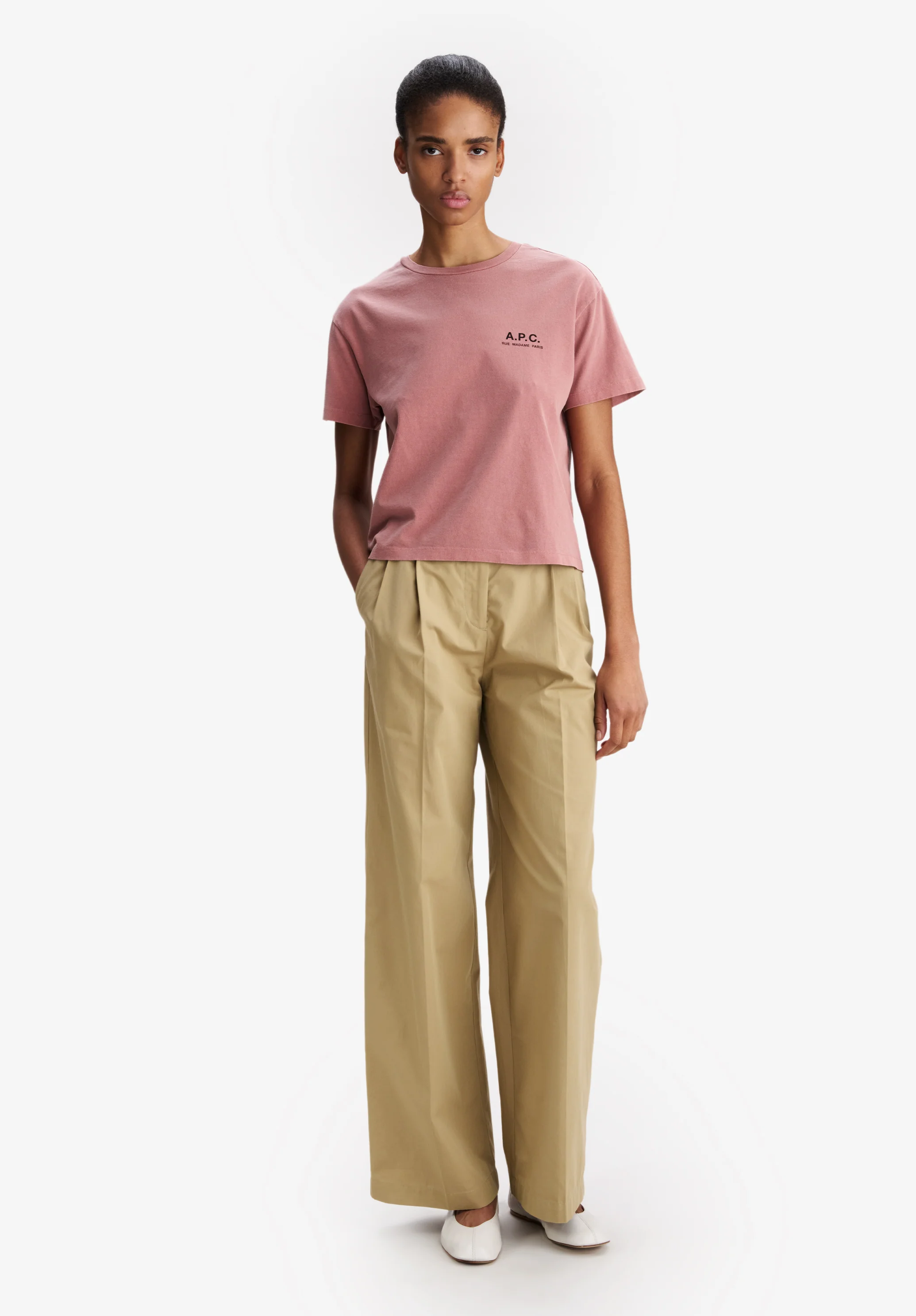 Raspberry pink t-shirt with A.P.C. Rue Madame logo - Image 2