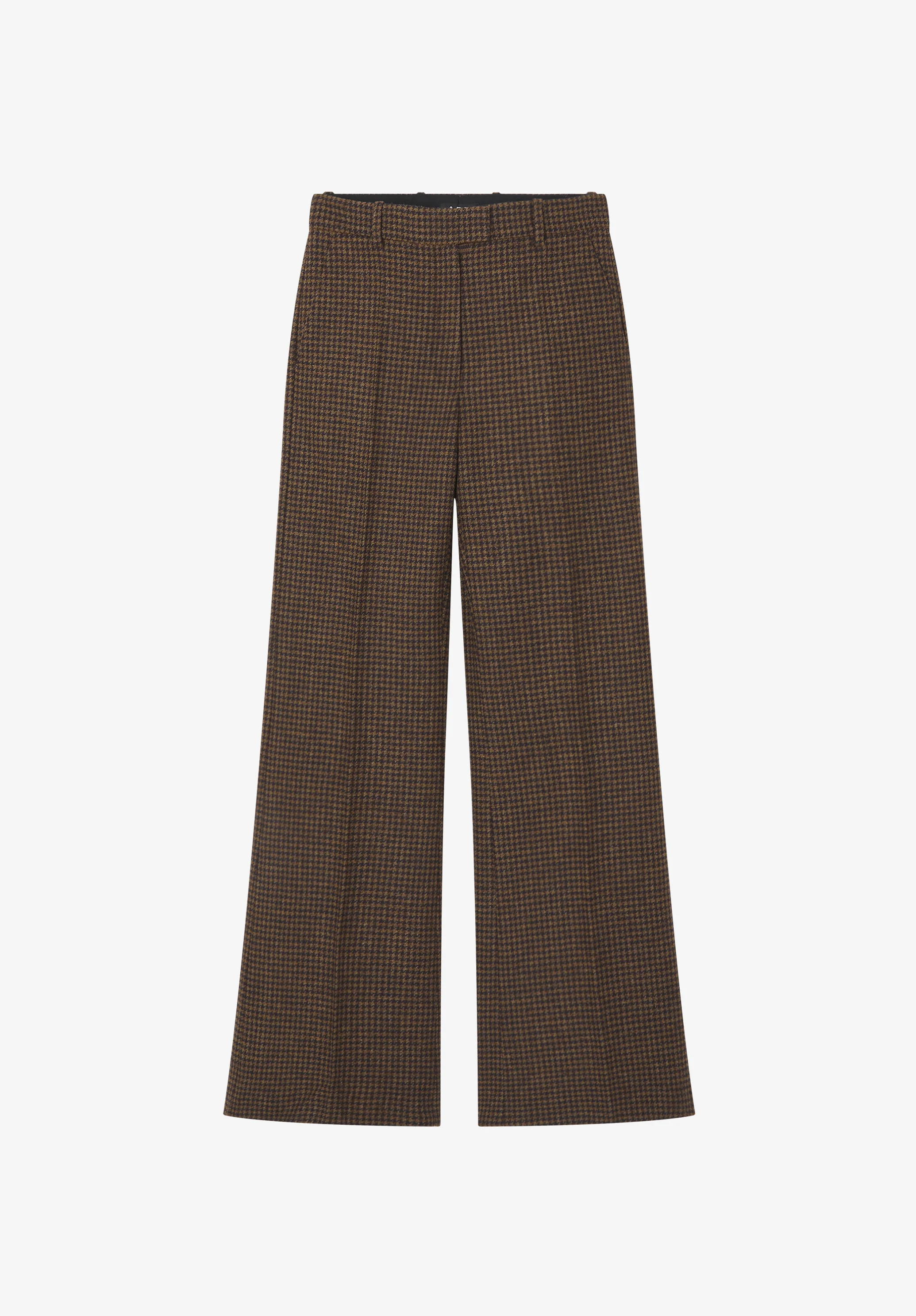 Straight-leg houndstooth trousers with permanent crease
