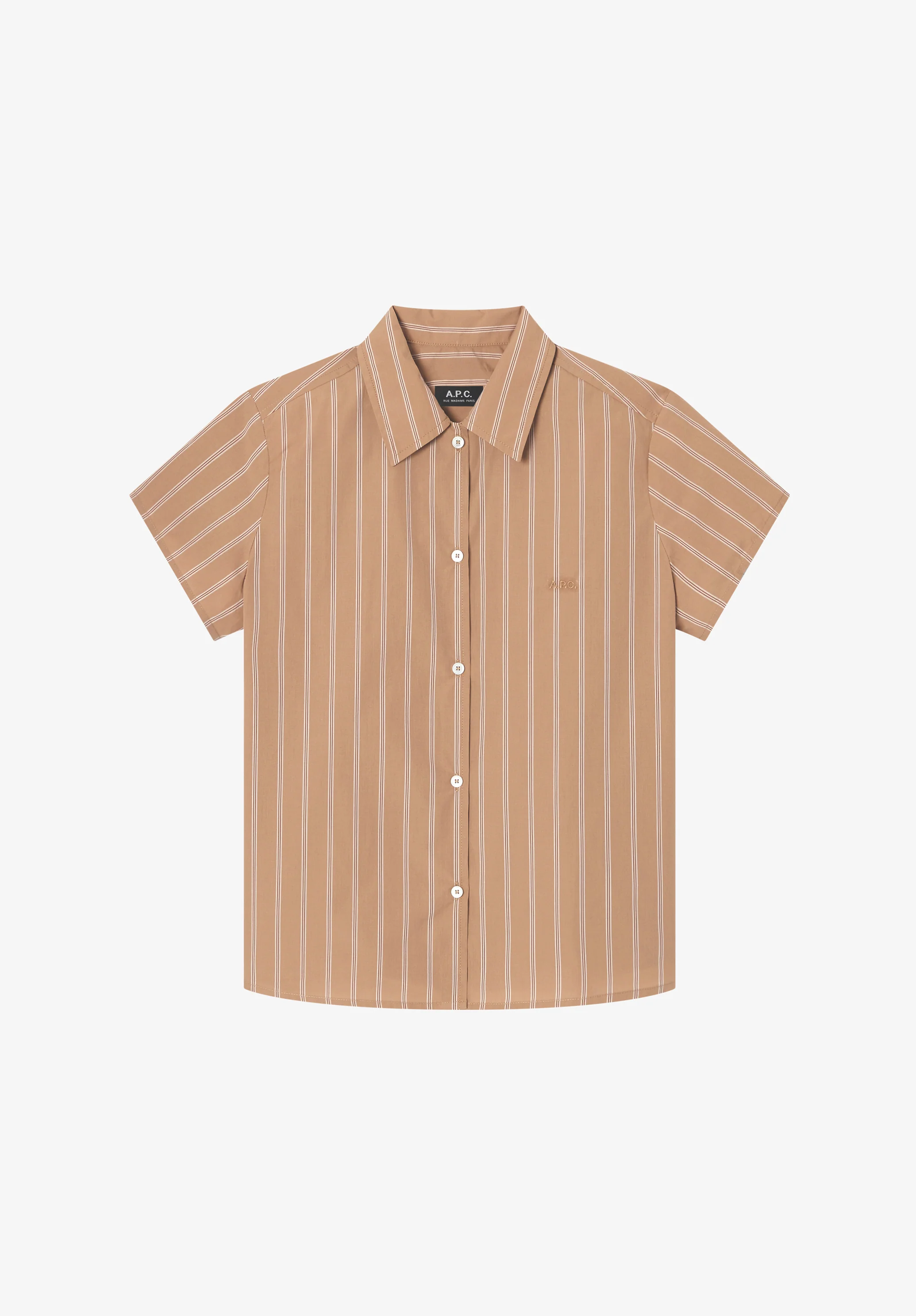 Striped beige short-sleeved shirt