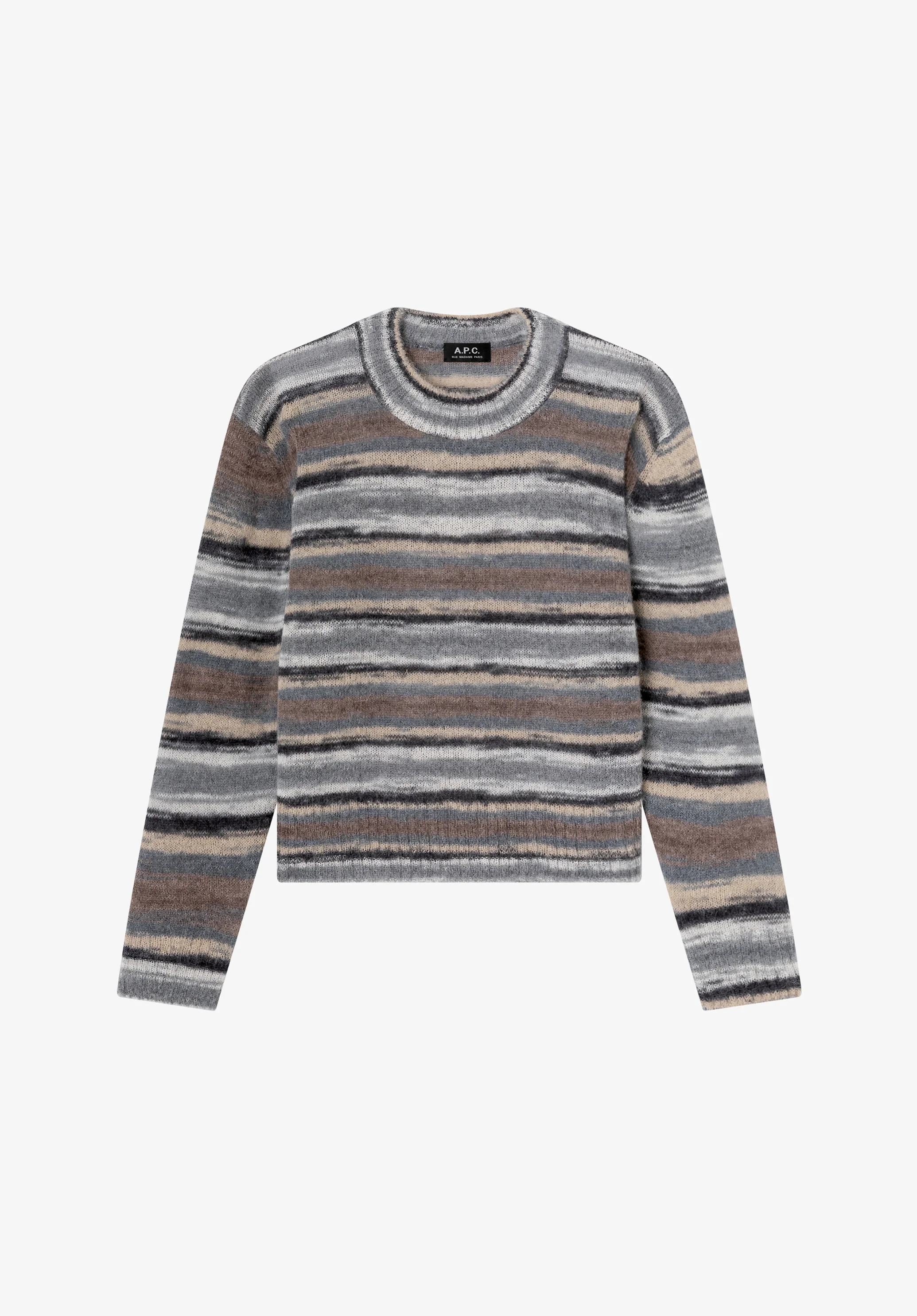Striped grey alpaca sweater