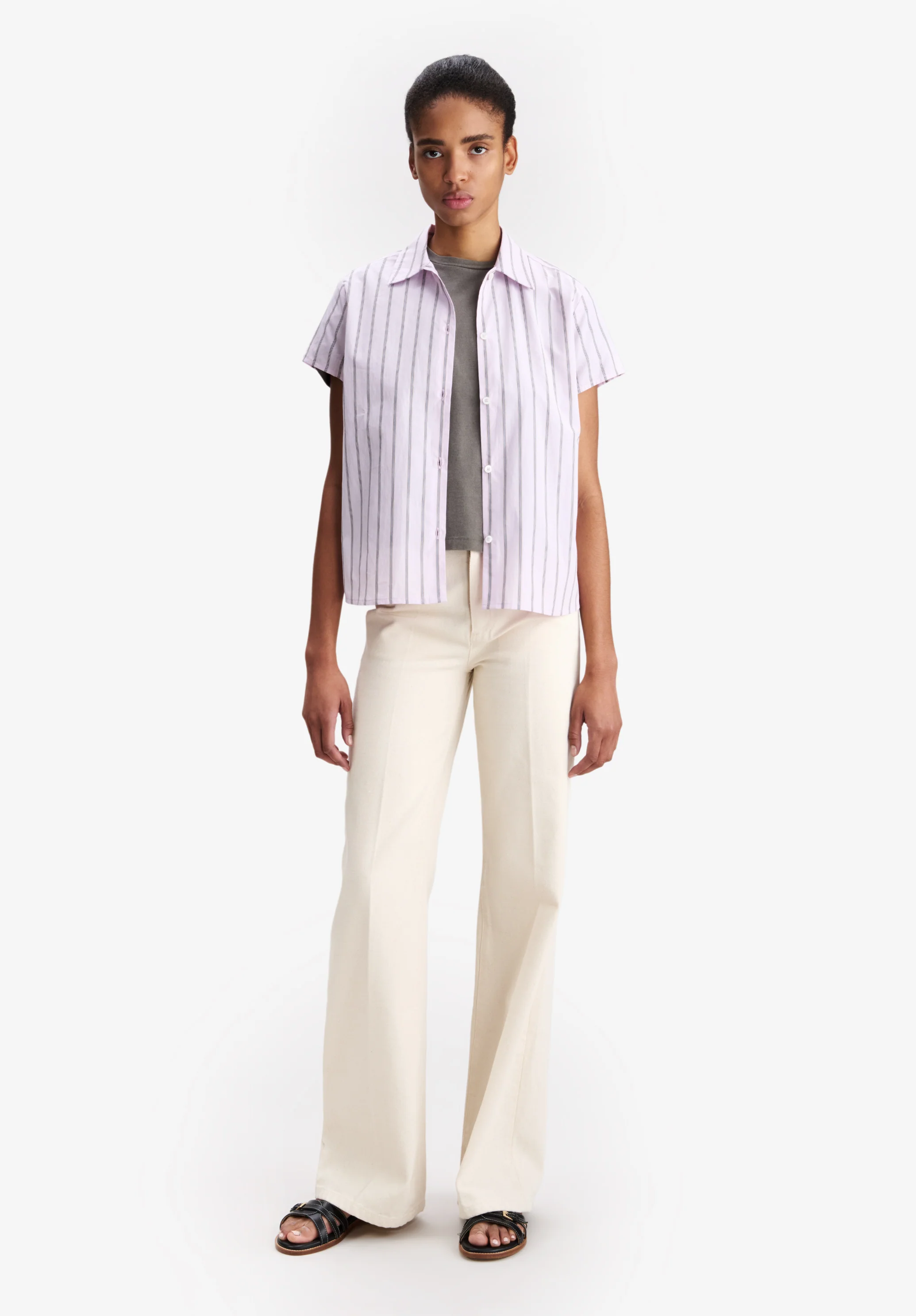 Striped pink short-sleeved shirt - Image 2