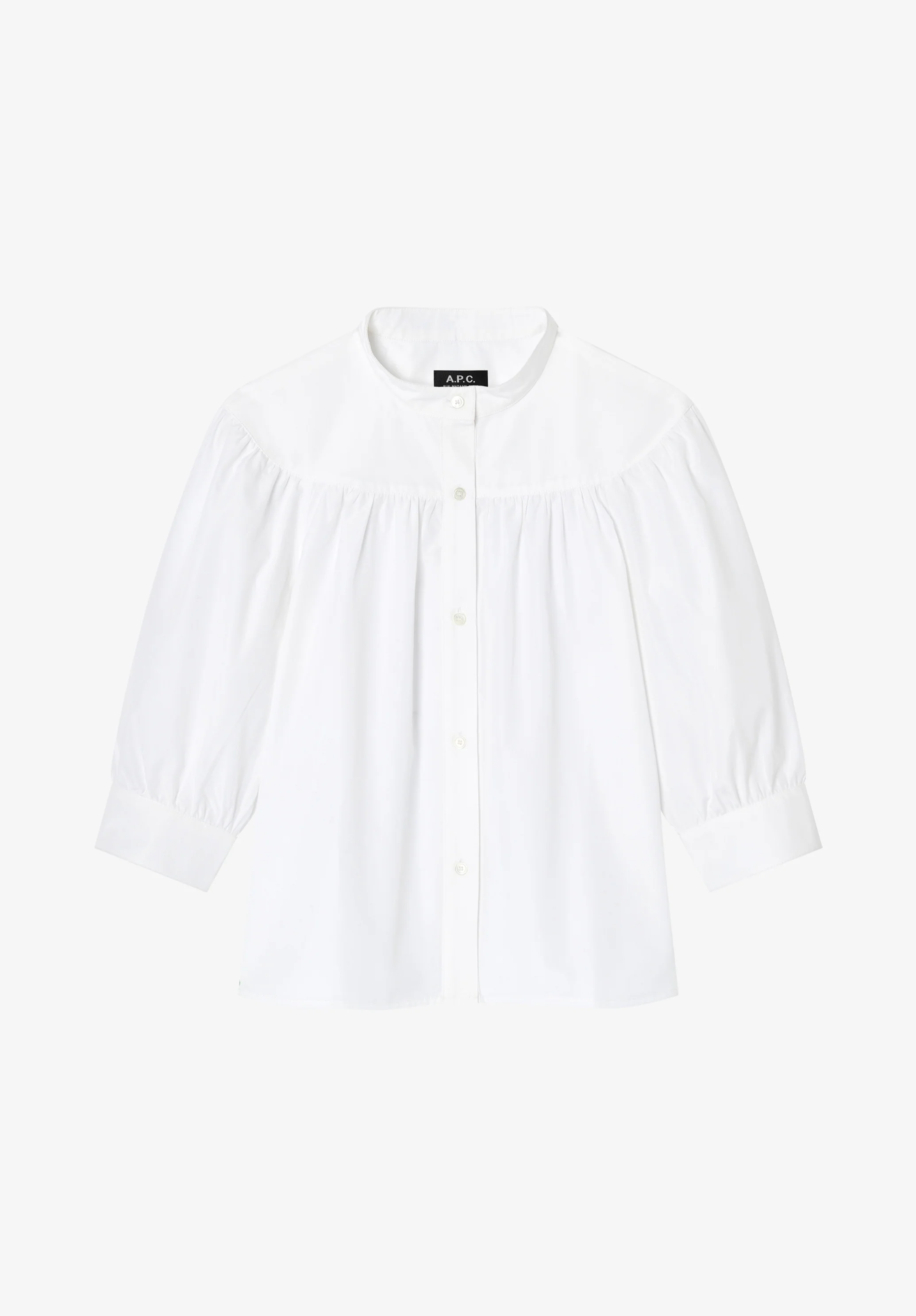 White stand up collar blouse