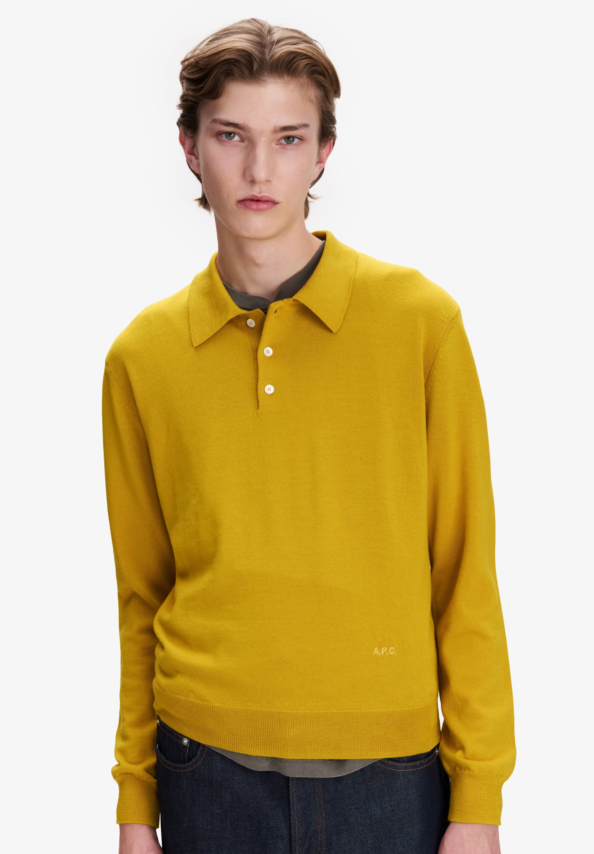 Yellow merino wool polo - Image 4